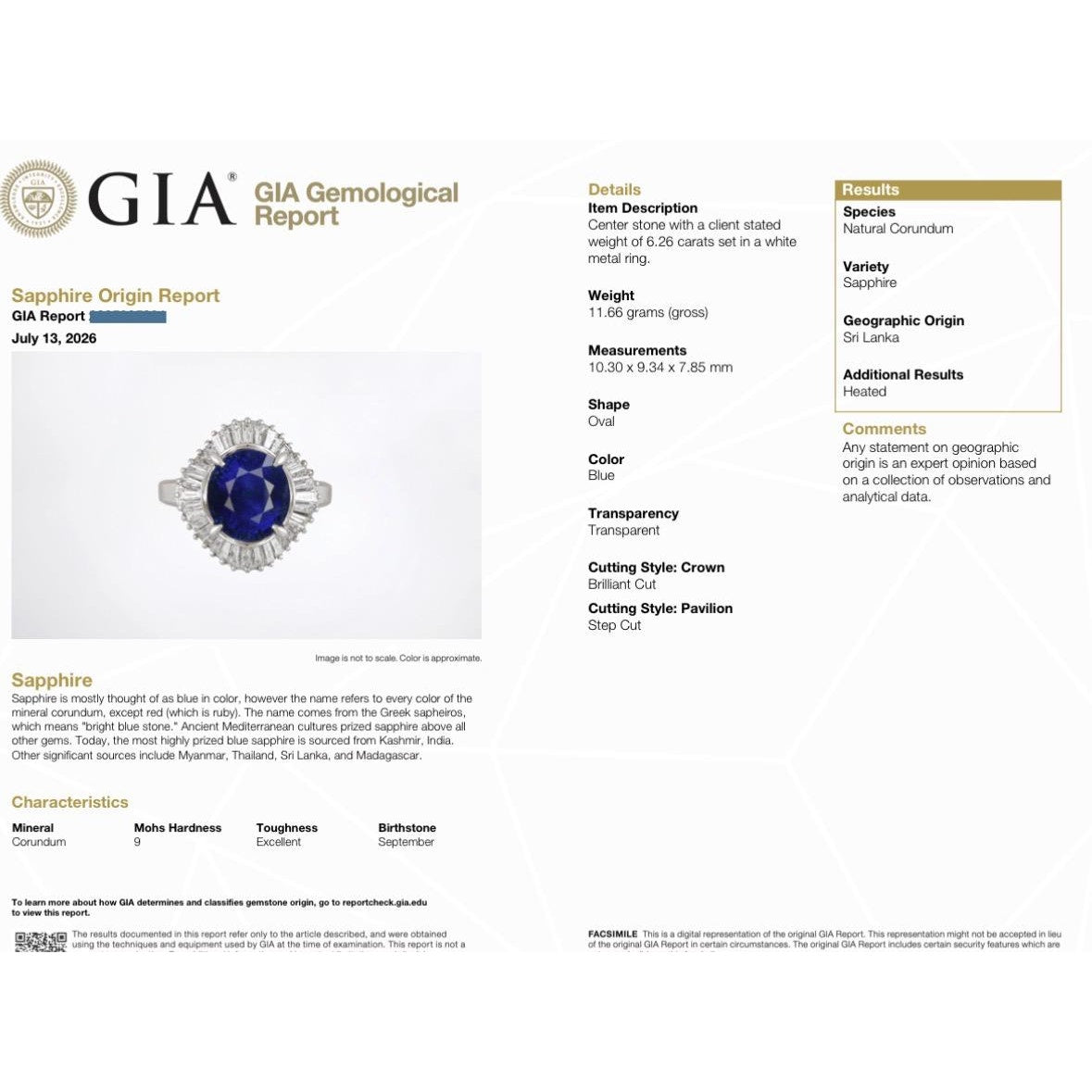 Natural Oval 6.26 ct Sapphire and Diamond Ballerina Ring in Platinum