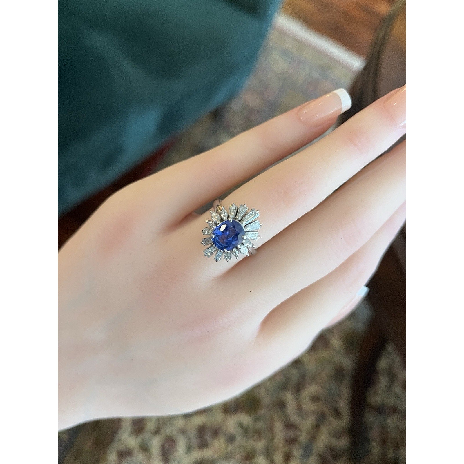 Oval Sapphire 2.12 ct and Diamond Ring in Platinum