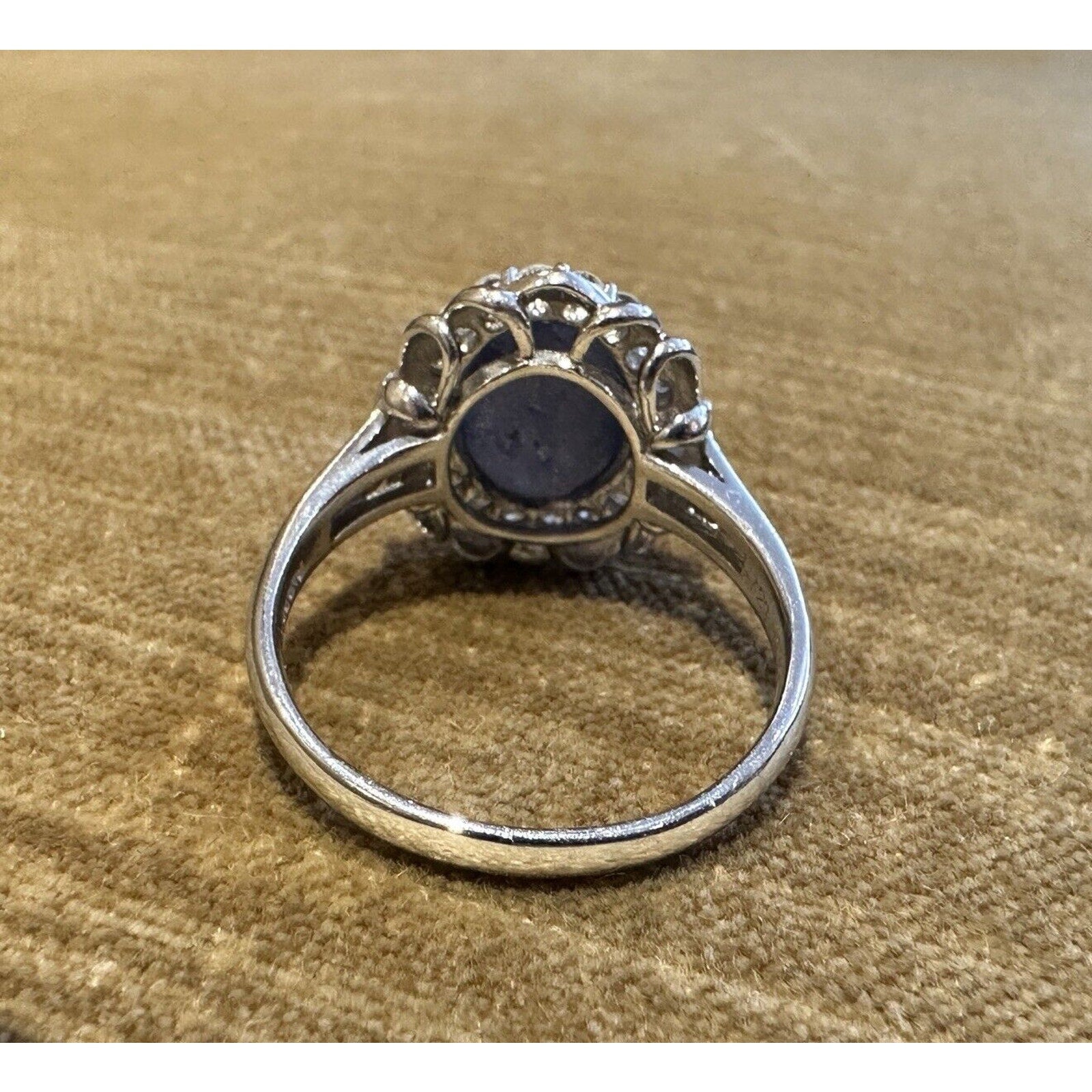 7.29 carat Natural Star Sapphire and Diamond Ring in Platinum