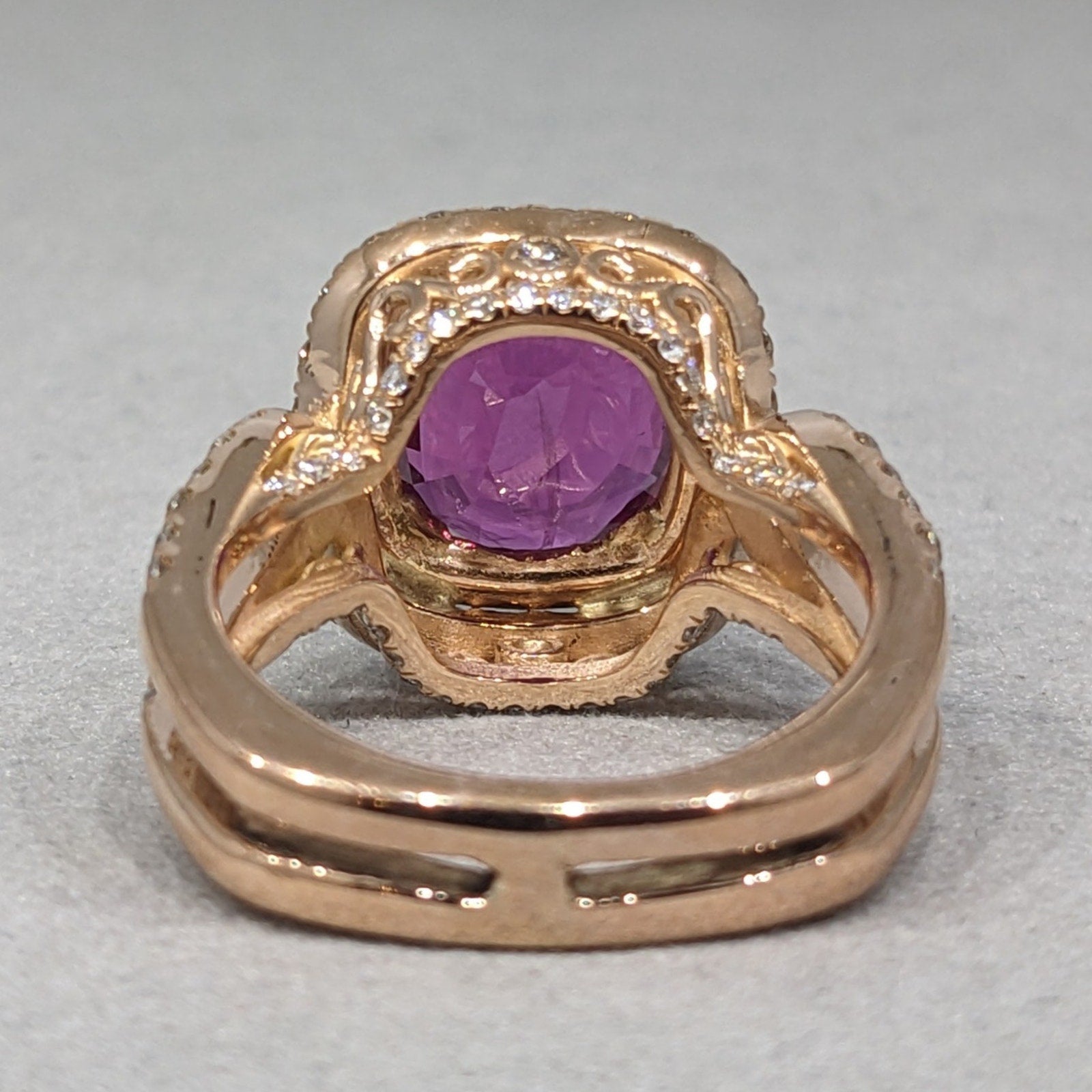 Certified 5.01 ct Natural Oval Ruby and Diamond Ring in 14k Rose Gold