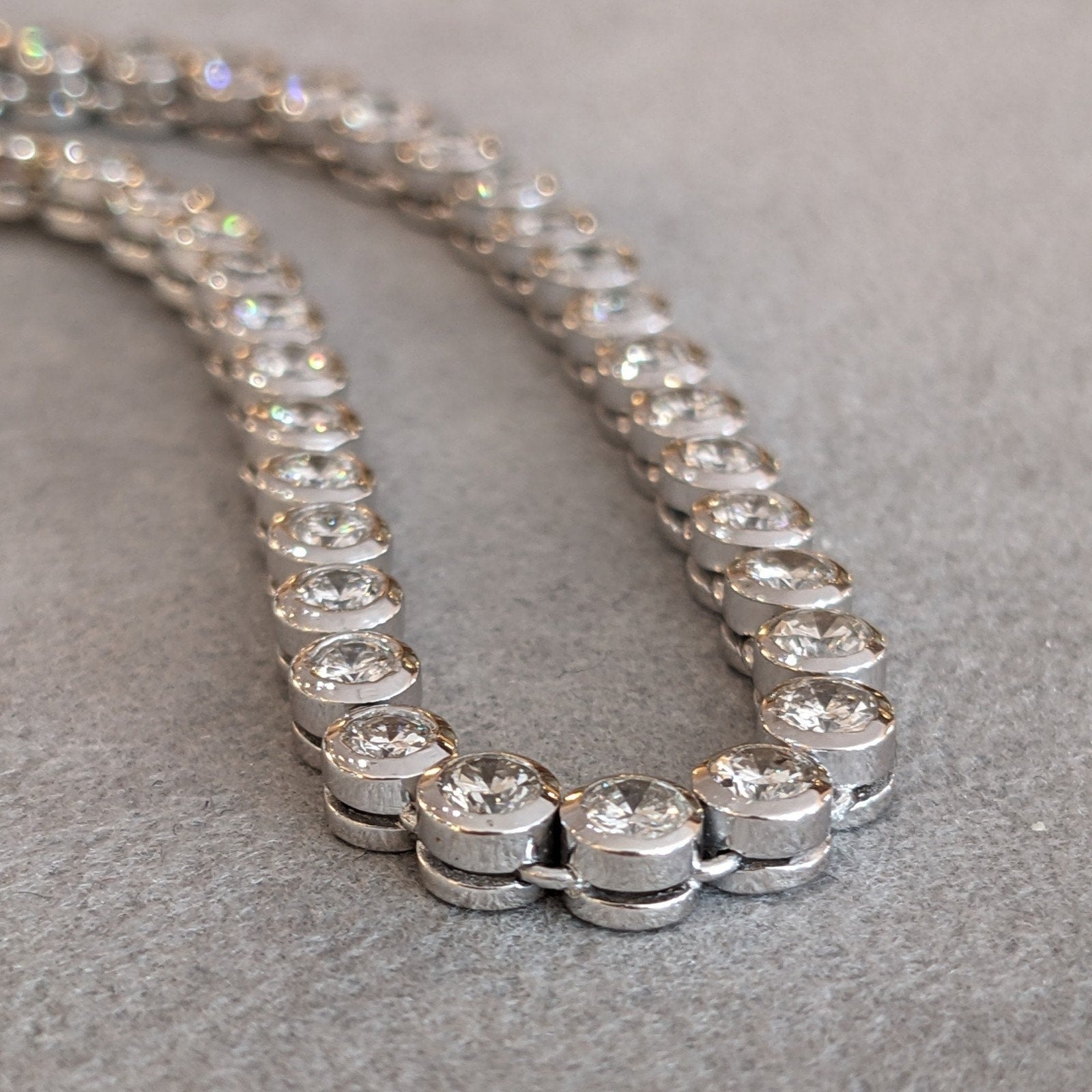 10.00 cttw Bezel-Set Natural Diamond Tennis Necklace in Platinum 16 in