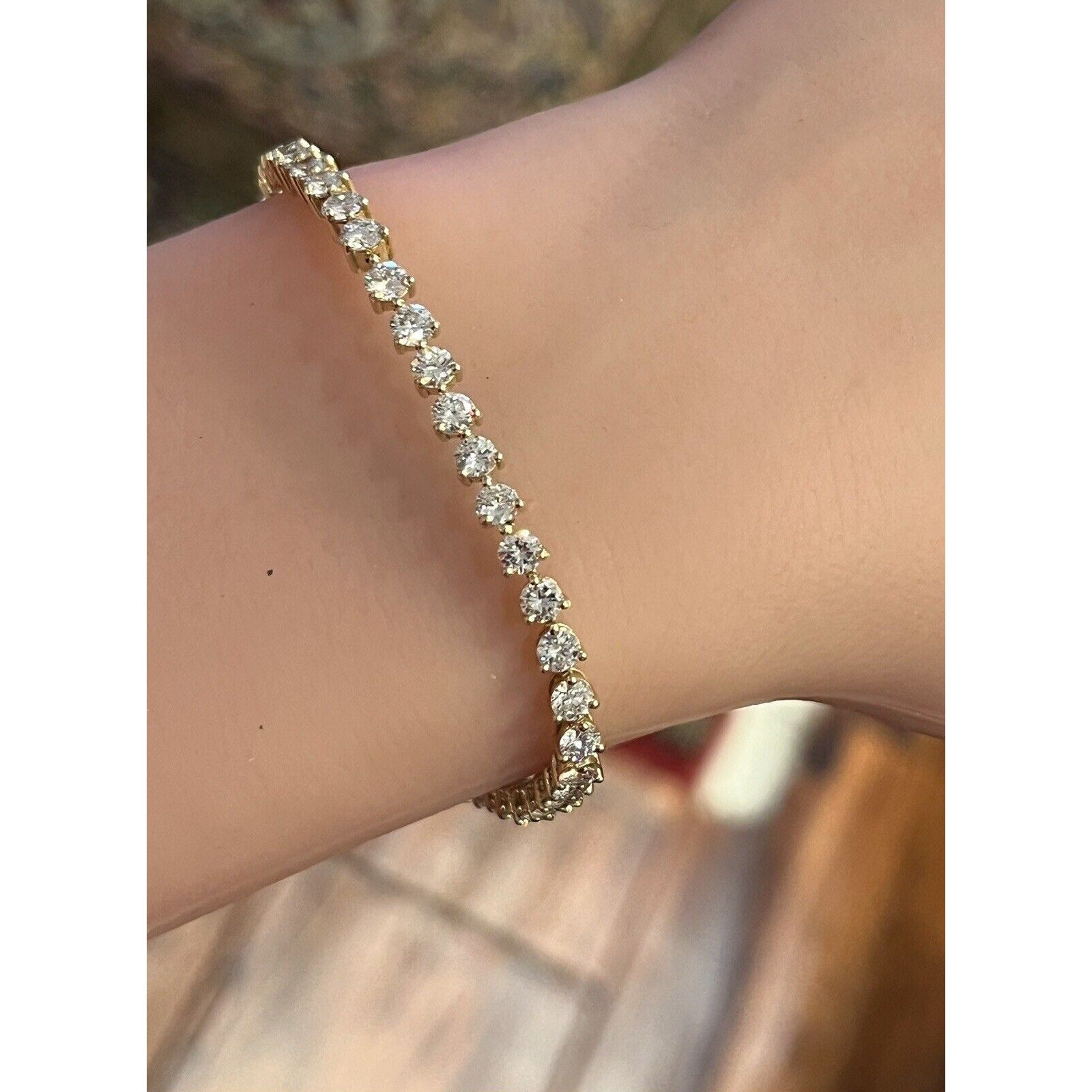 Natural Round Diamond Tennis Bracelet 4.91 cttw in 18k Yellow Gold