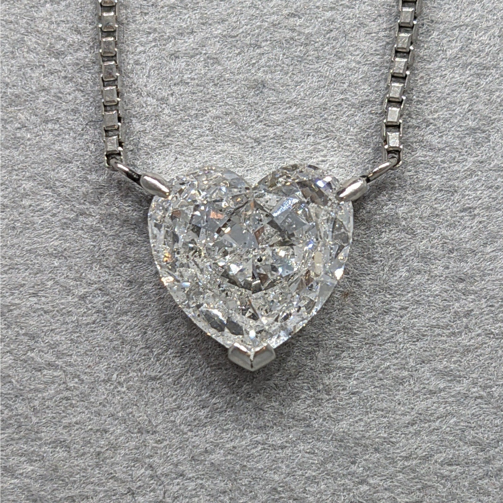 Natural 2.63 ct Heart Diamond Solitaire Pendant Necklace in Platinum