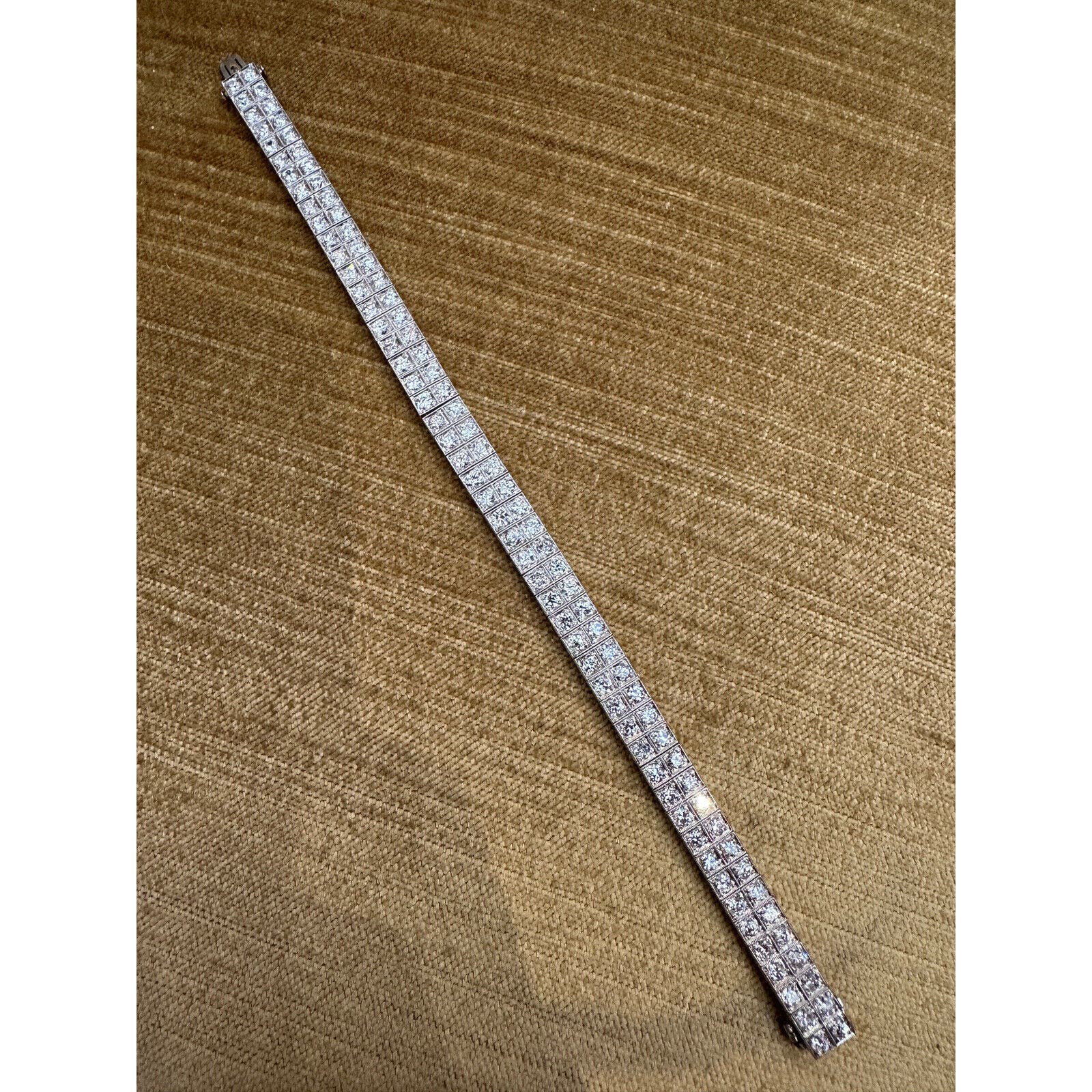 Old Euro Cuts Two row Diamond Tennis Bracelet 7 carats TW in Platinum - HM2490IA