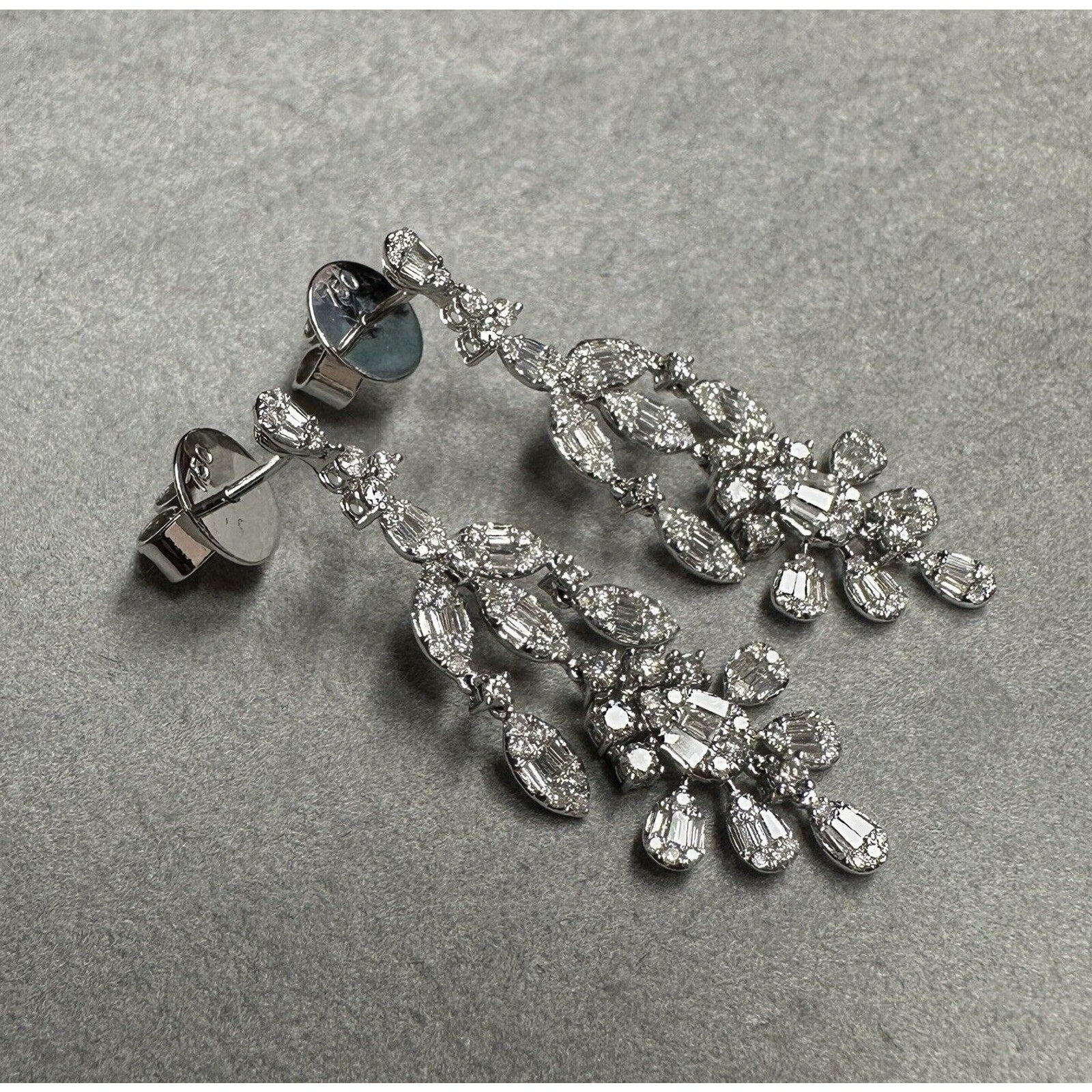 Natural Diamond Chandelier Drop Earrings 2.12 cttw in 18k White Gold