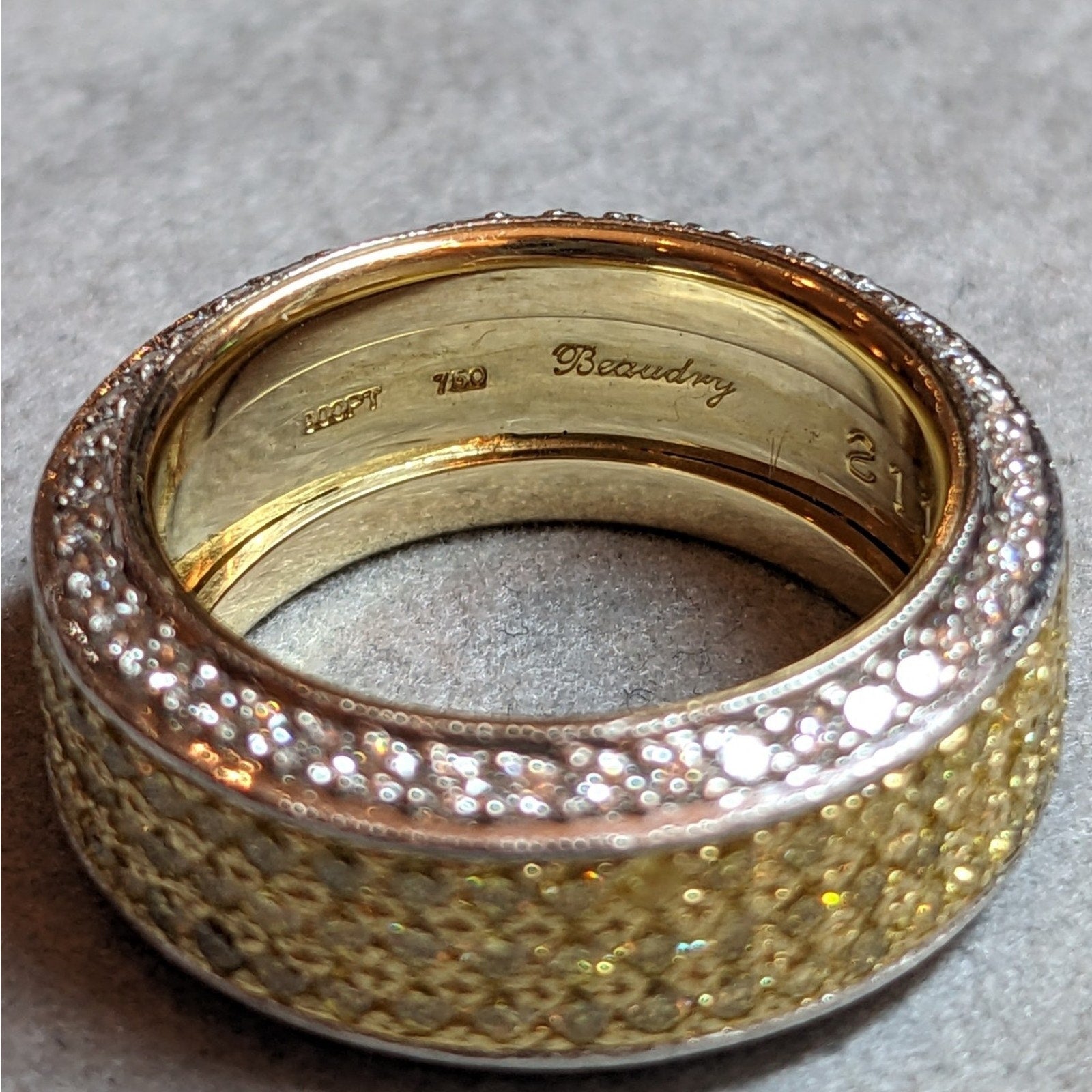 Beaudry Yellow and White Diamond Ring in Platinum & 18k Yellow Gold