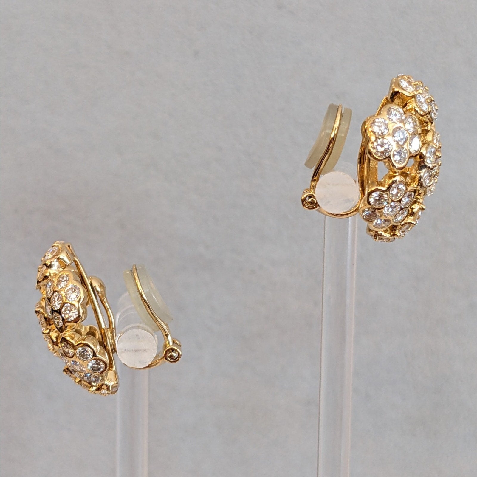 Diamond Floret Cluster Earrings 4.65 cttw in 18k Yellow Gold