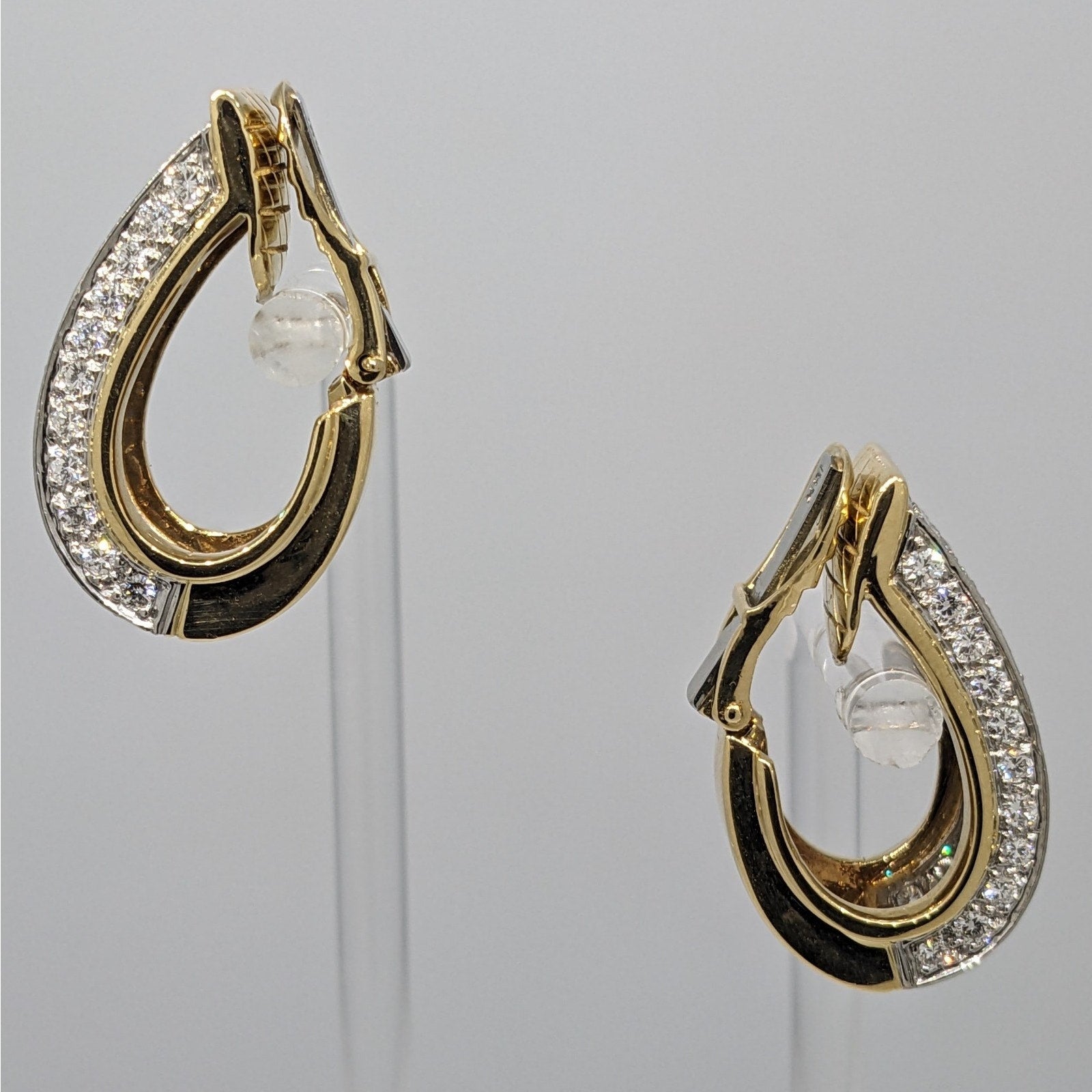 Natural Diamond Wide Pave Hoop Earrings in 18k Yellow/White Gold