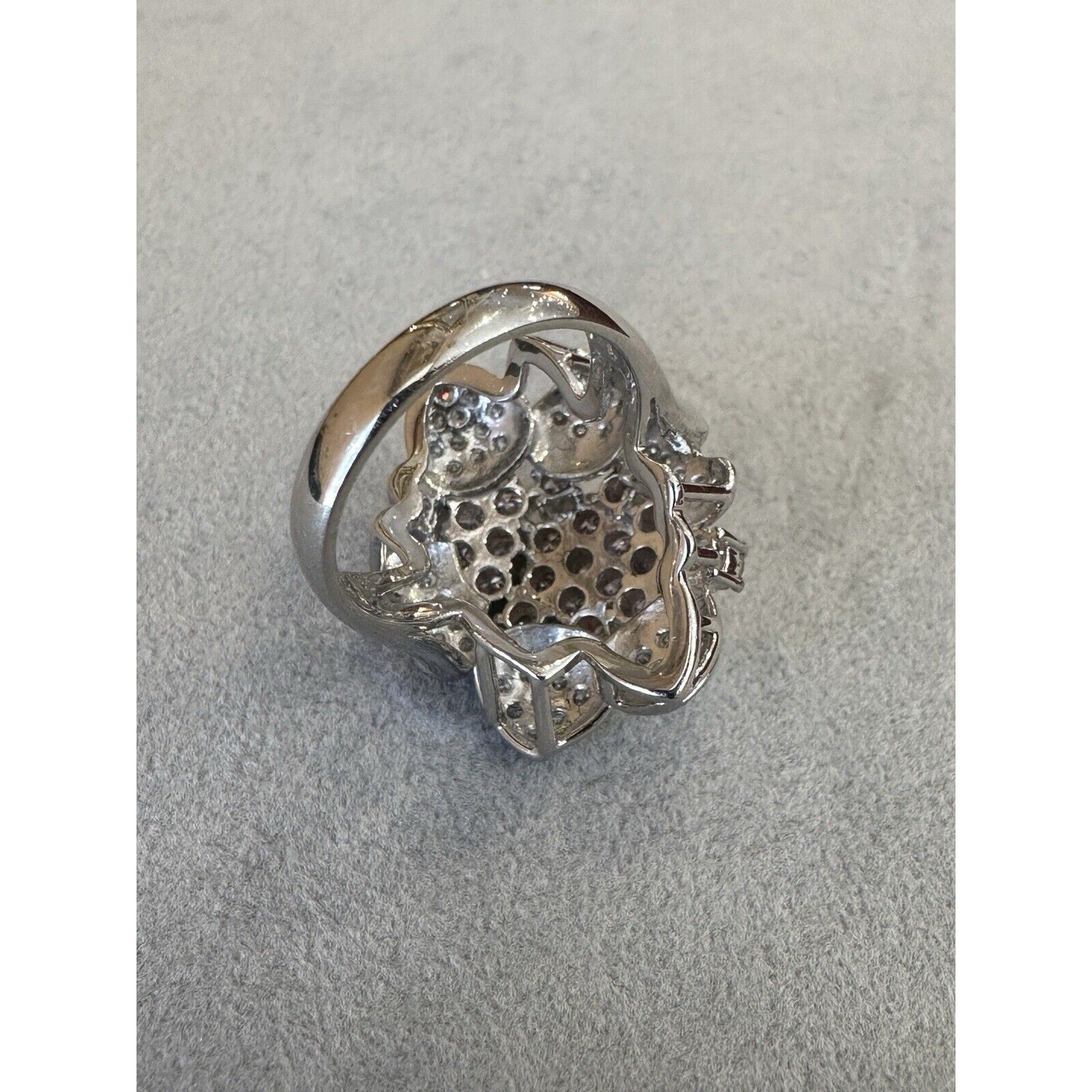 Natural Pink and White Diamond Flower Ring 2.12 cttw in Platinum