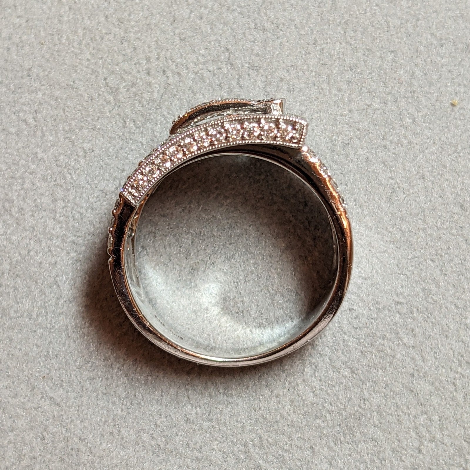Wide Five Row Diamond Buckle Ring in 14k White Gold