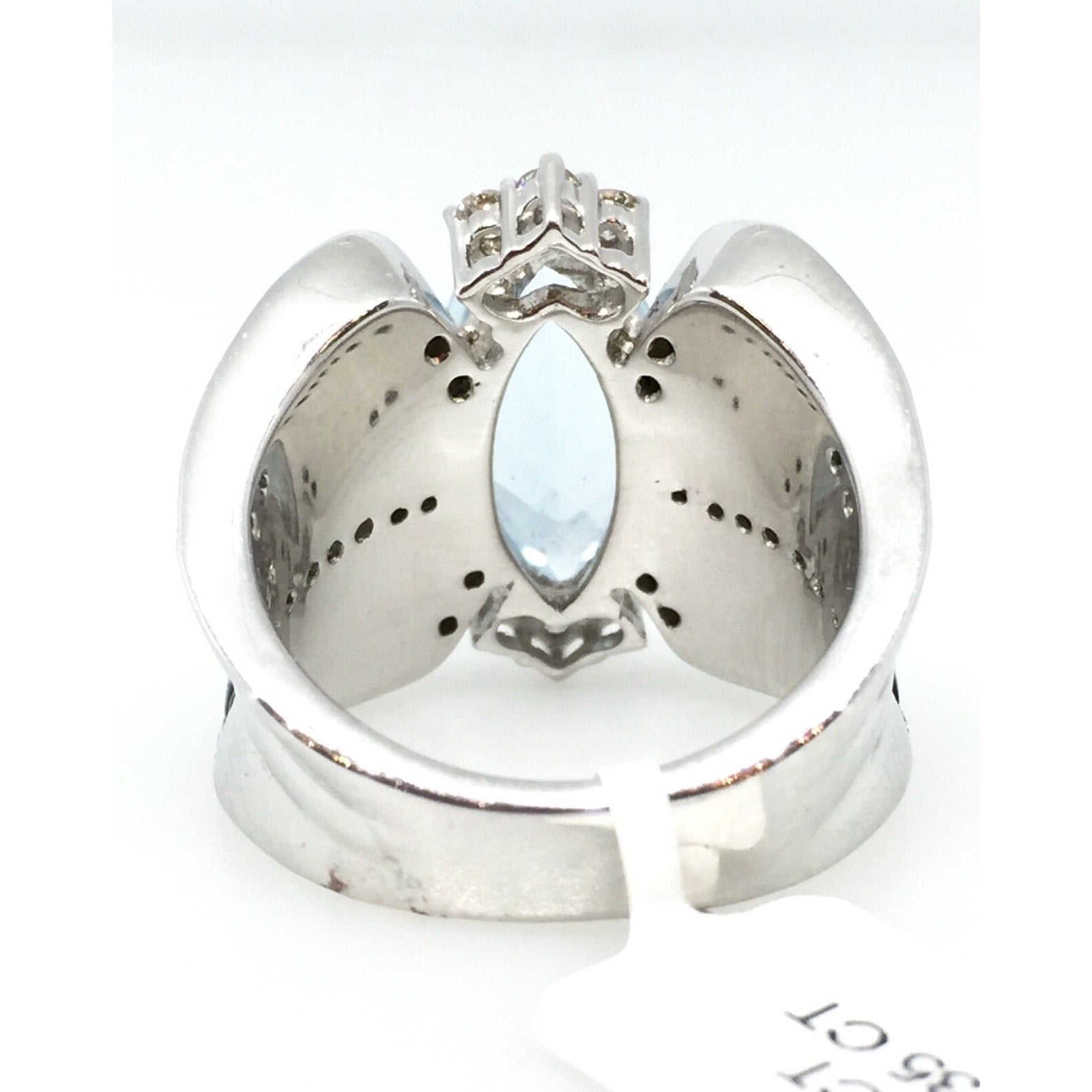 Marquise cut Aquamarine & Diamond Ring in 18K White Gold