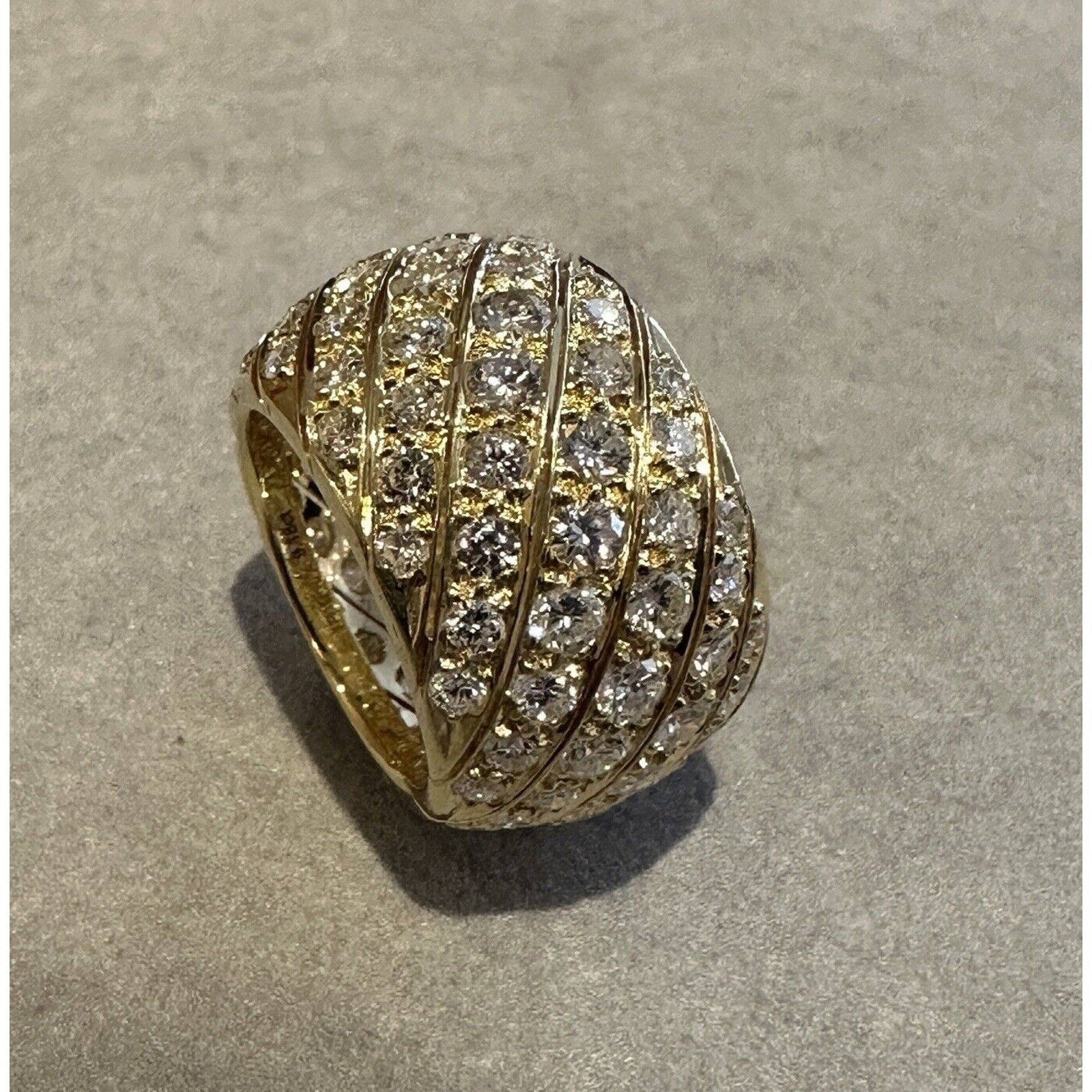 Wide Diamond Eternity Cigar Band Ring 9.18 cttw in 18k Yellow Gold