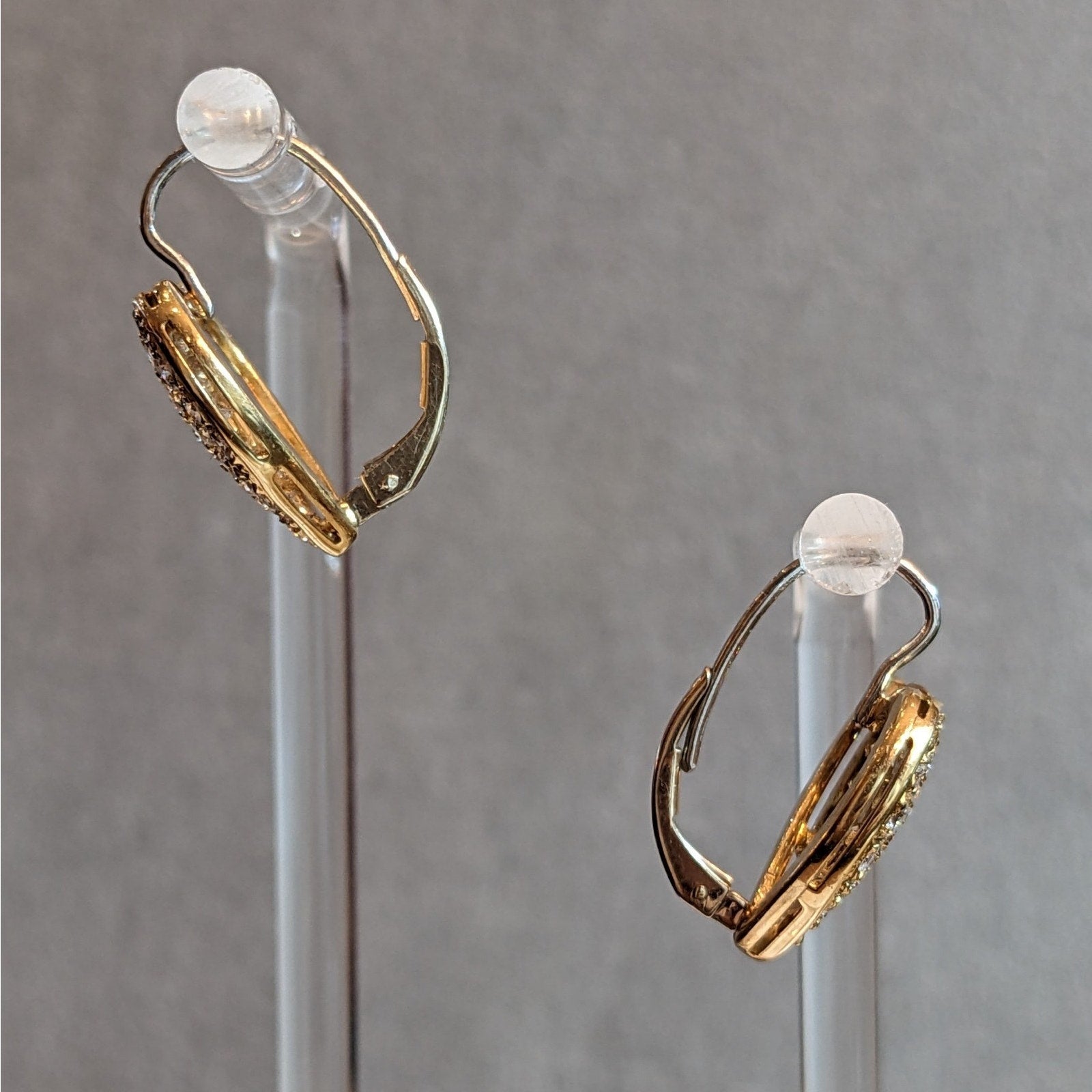 Diamond Pave Heart Drop Earrings in 14k Yellow Gold/Platinum- HM2304SB