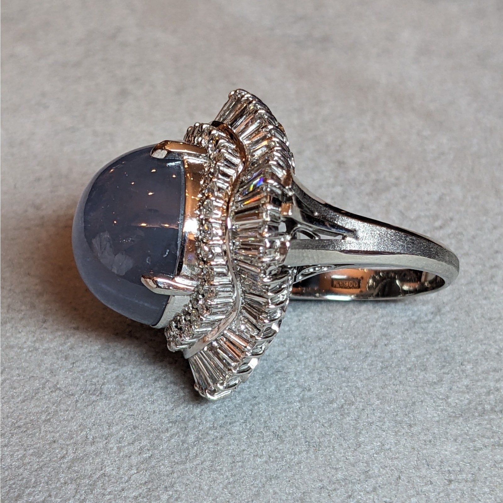 36.02 ct Star Sapphire and Diamond Ring in Platinum