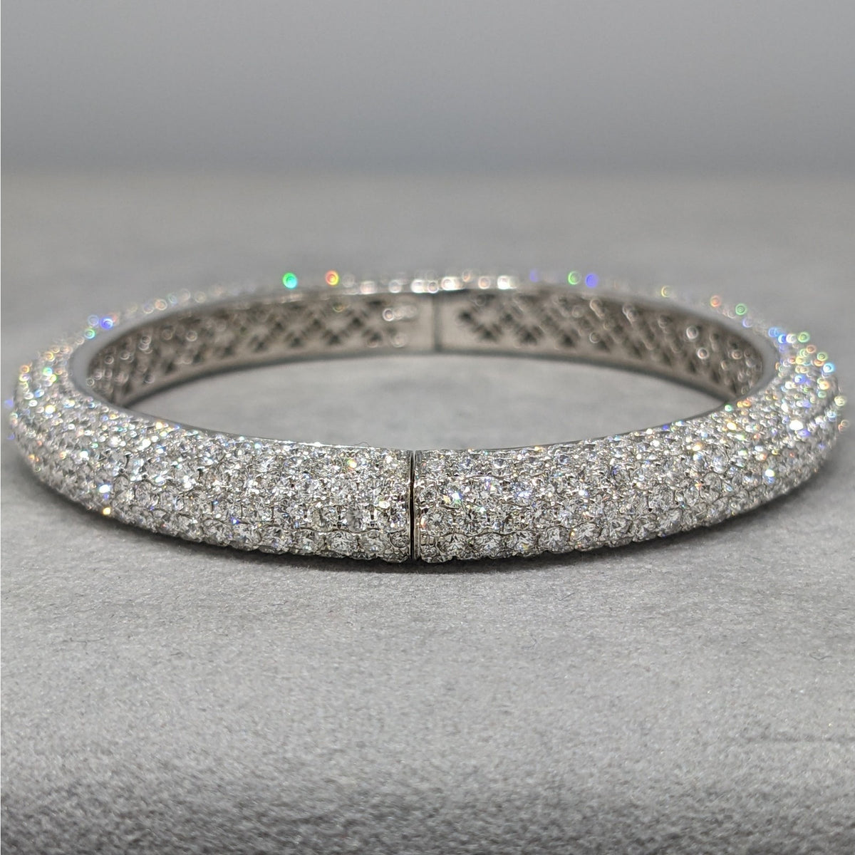 Natural Diamond Pave Bangle Bracelet 16.23 cttw in 18k White Gold