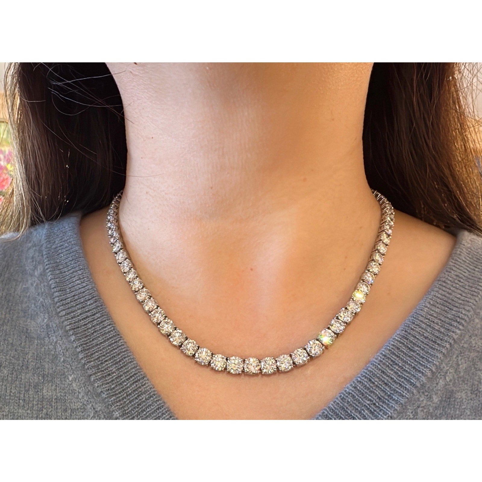 Certified 50 carats Diamond Tennis Necklace in Platinum 18.5 inches