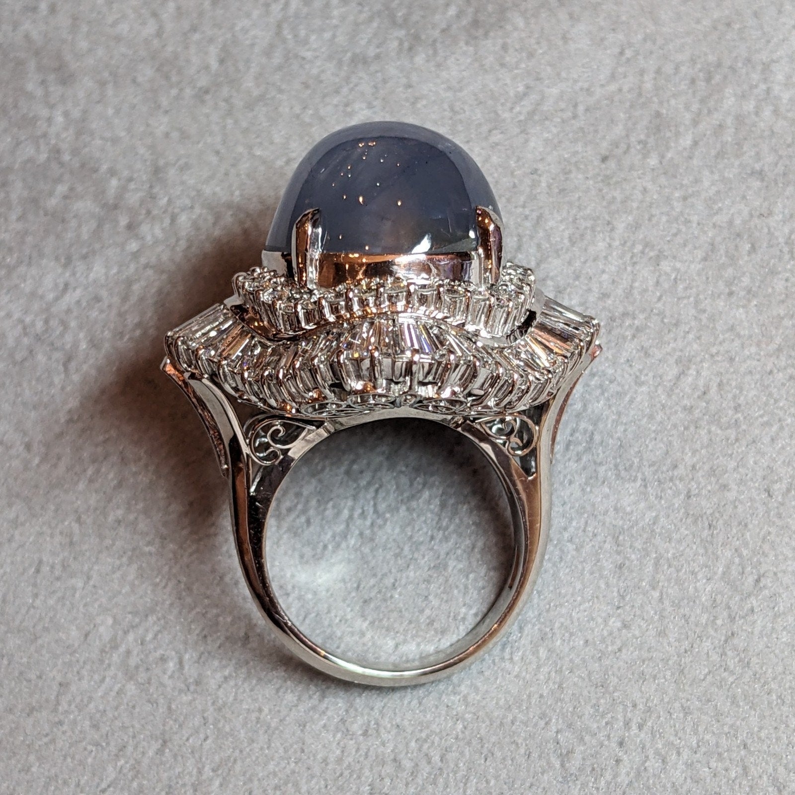 36.02 ct Star Sapphire and Diamond Ring in Platinum