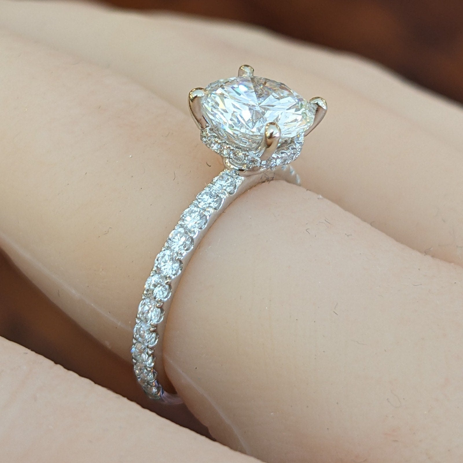 GIA 2.03 ct Round Diamond w/ Hidden Halo Ring in 18k White Gold