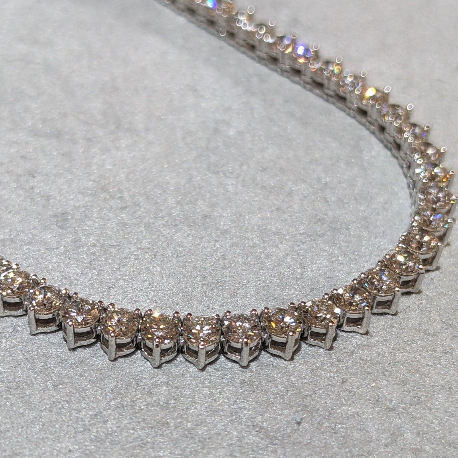 14.31 cts Diamond Tennis Necklace in 18k White Gold 16.75" long