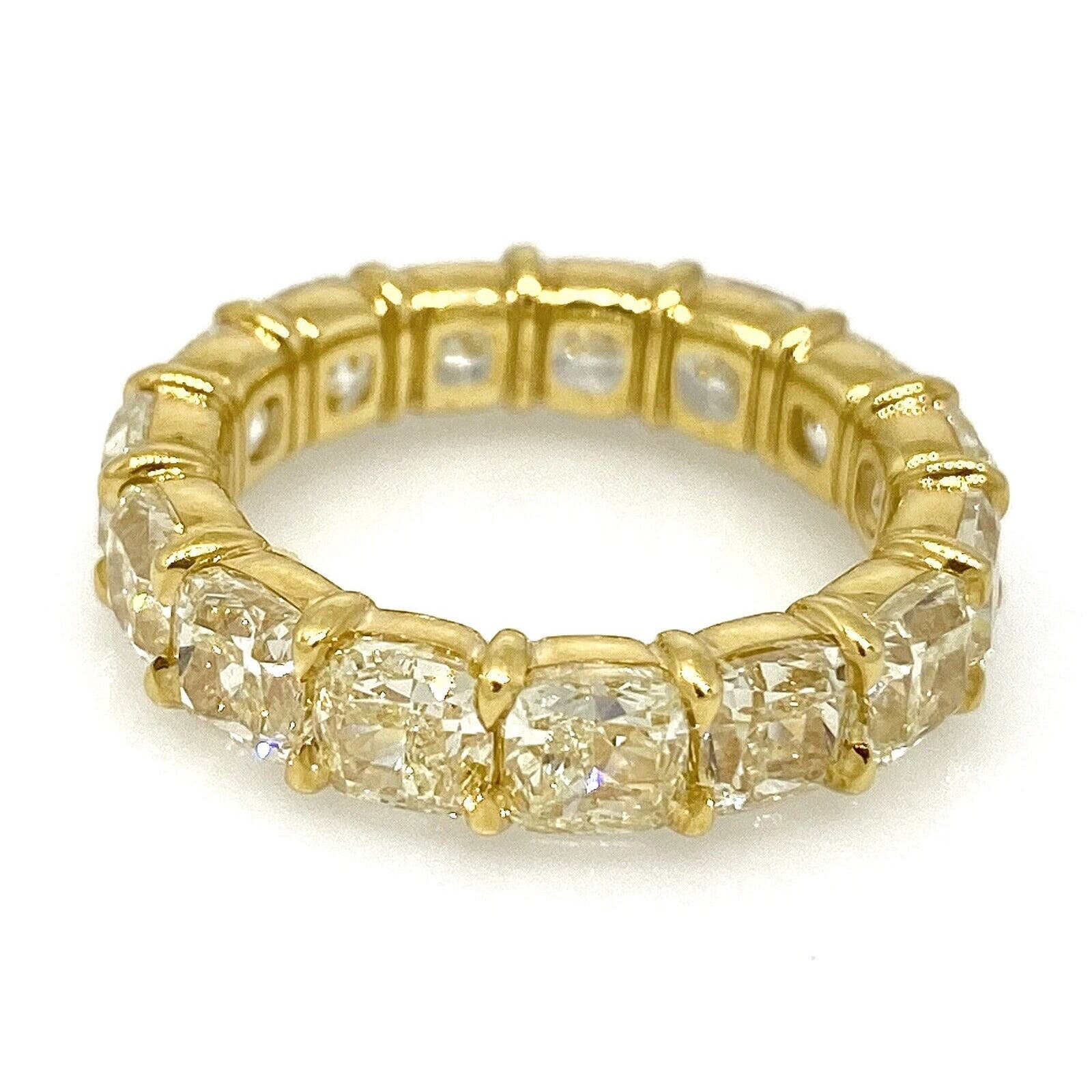 Light Yellow Cushion Diamond Eternity Ring 7.47cts in 18k Yellow Gold - HM2208RI