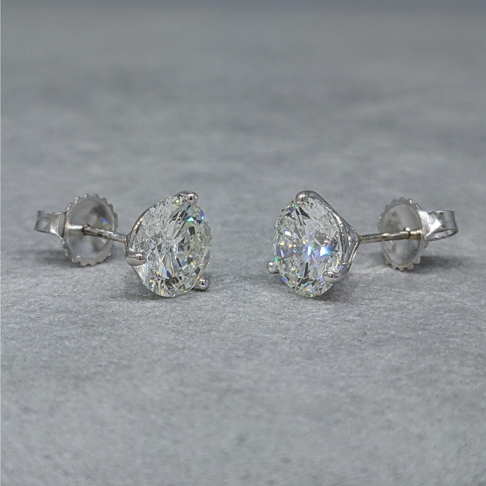 Natural Round Diamond Stud Earrings 4.07 cttw in 18k/14k White Gold