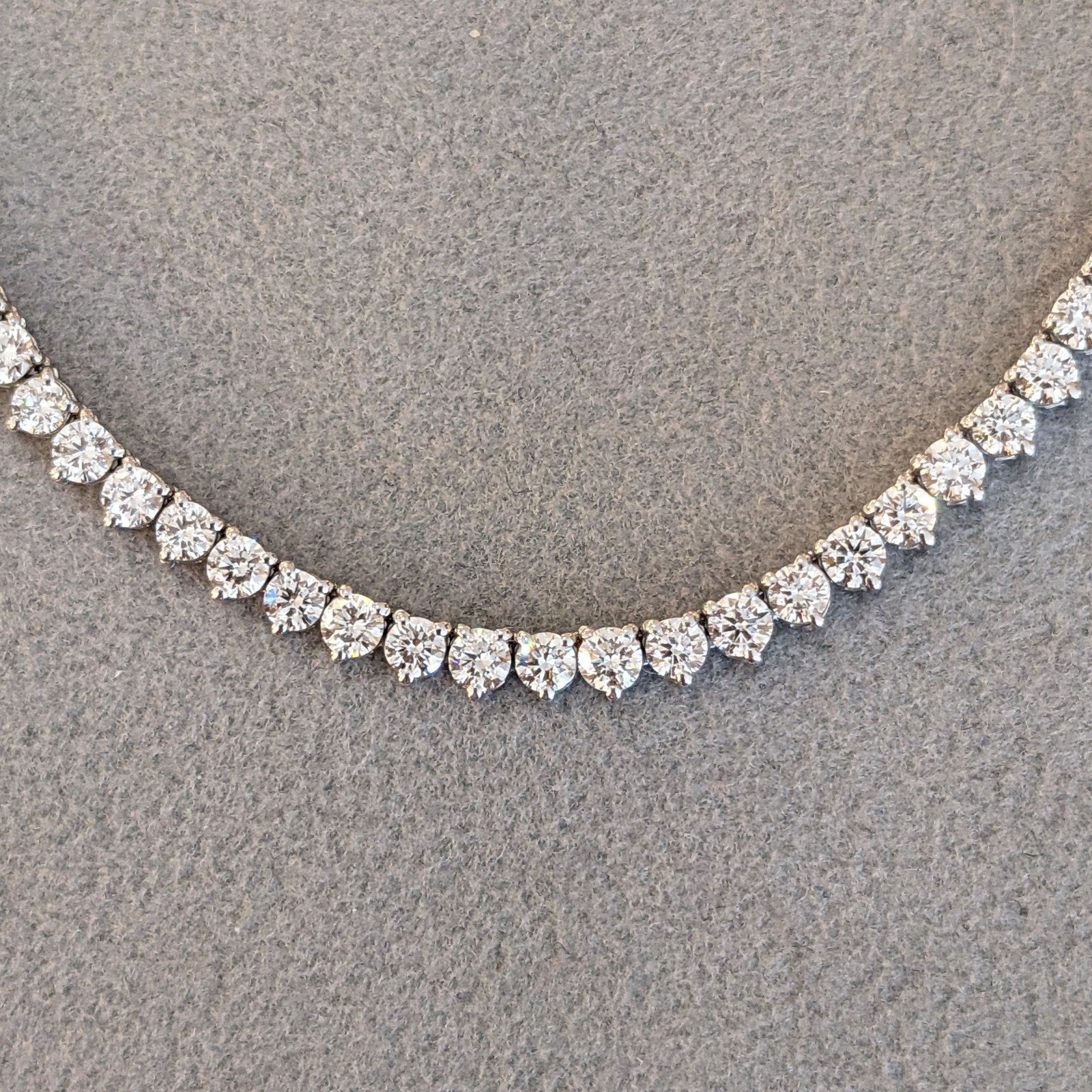 Natural Diamond Tennis Necklace in 14k White Gold 7.62cttw 16.5 in.