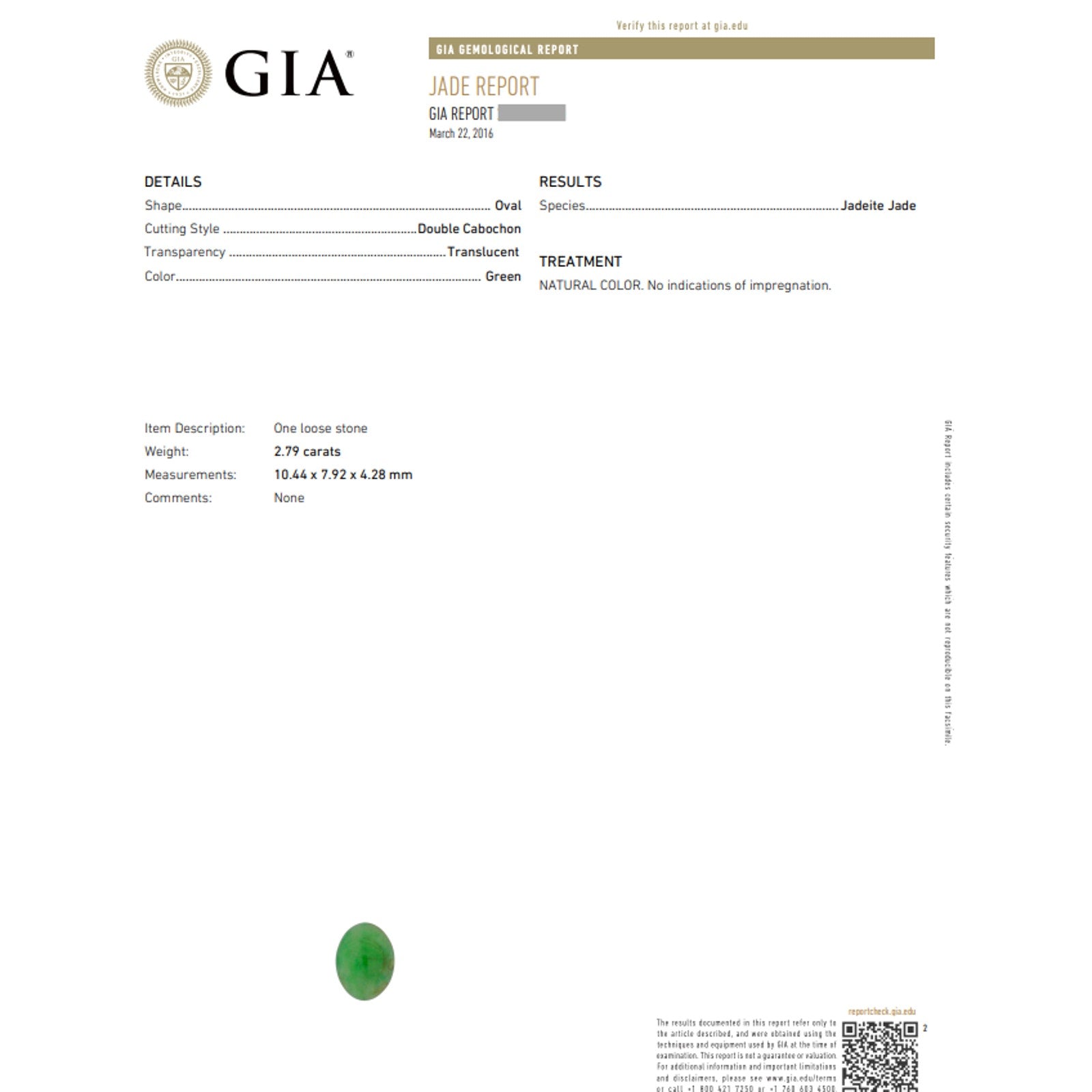 GIA Untreated Oval Jadeite Jade 2.79 ct and Diamond Ring in Platinum