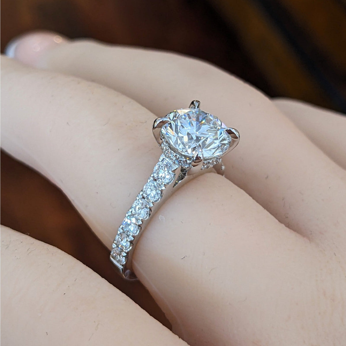 GIA Natural 3.01 ct Round Brilliant Diamond Ring in 18k White Gold