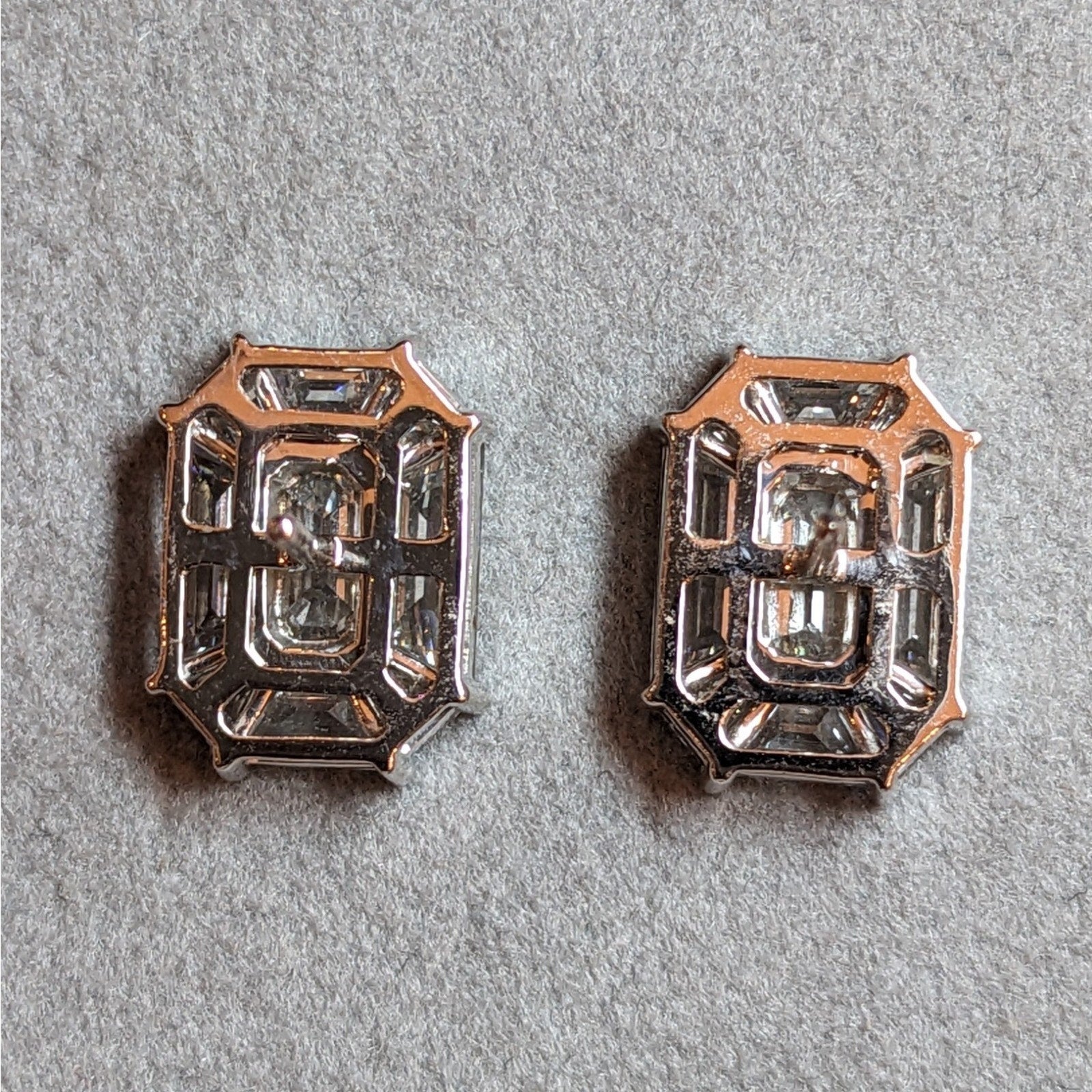 Natural Diamond Illusion Set Stud Earrings 4.02 ctw in 18k White Gold