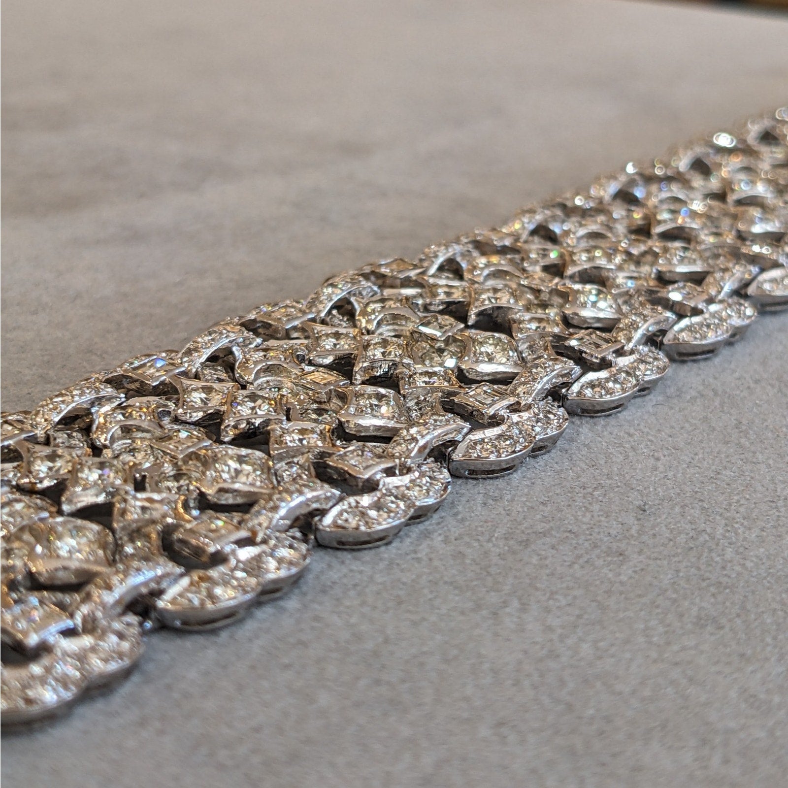 Wide Diamond Bracelet 19.81 cttw in 18k White Gold