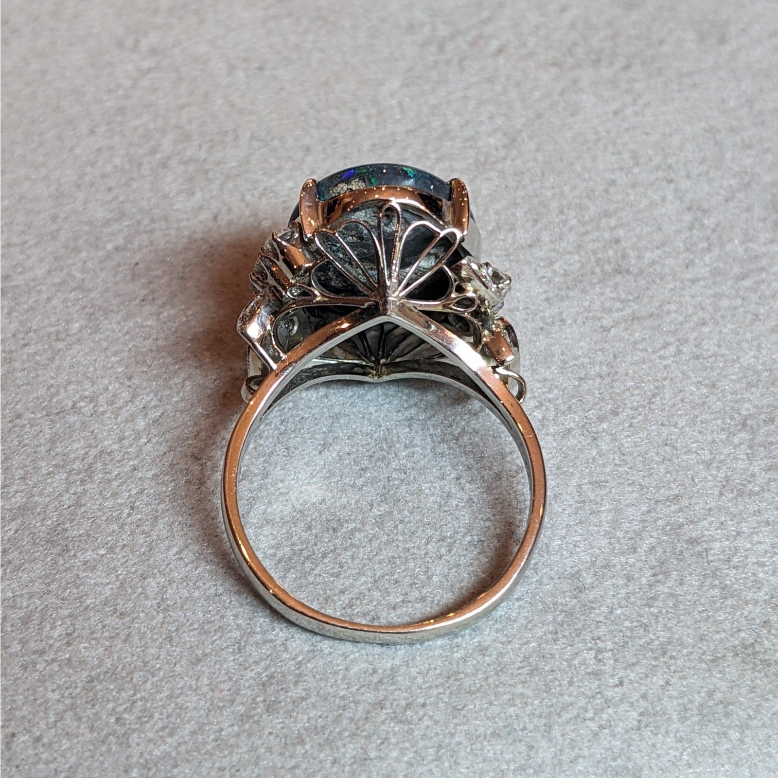 GIA Australian Black Opal and Diamond Ring in Platinum - HM2776BR