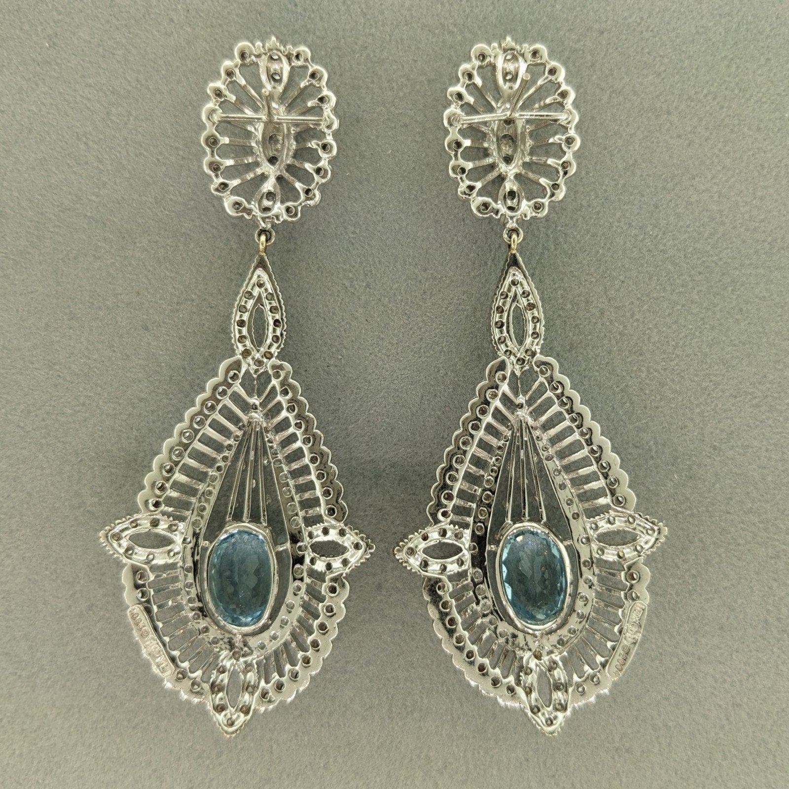 Doris Panos Aquamarine and Diamond Earrings in 18k White Gold