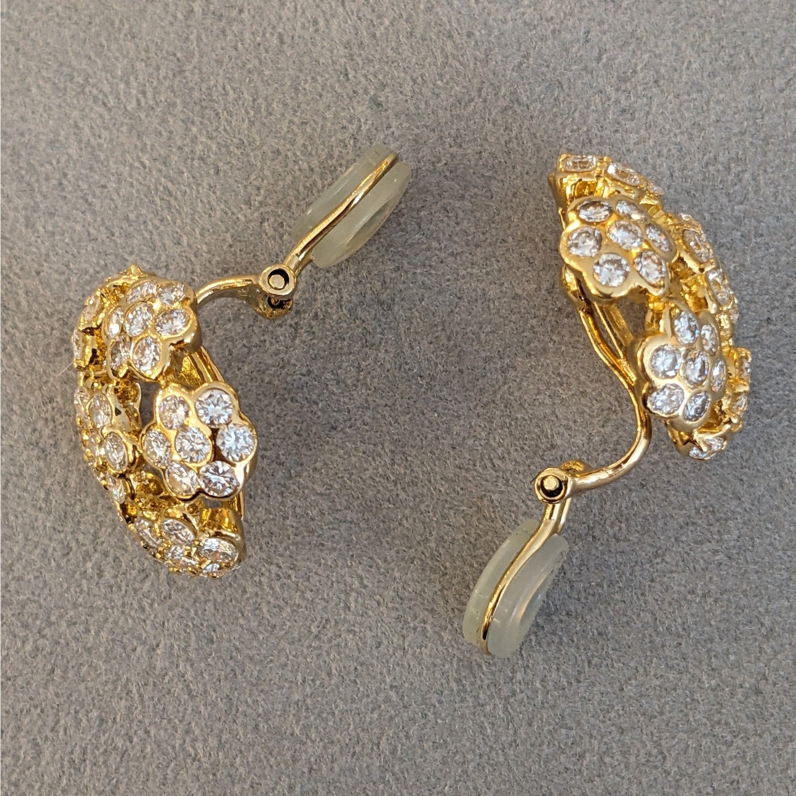 Diamond Floret Cluster Earrings 4.65 cttw in 18k Yellow Gold