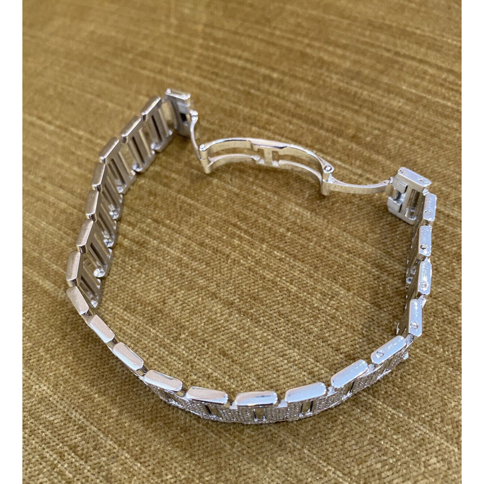 Flat Link Diamond Pave Bracelet 8.50cttw in 18k White Gold -- HM2269VB