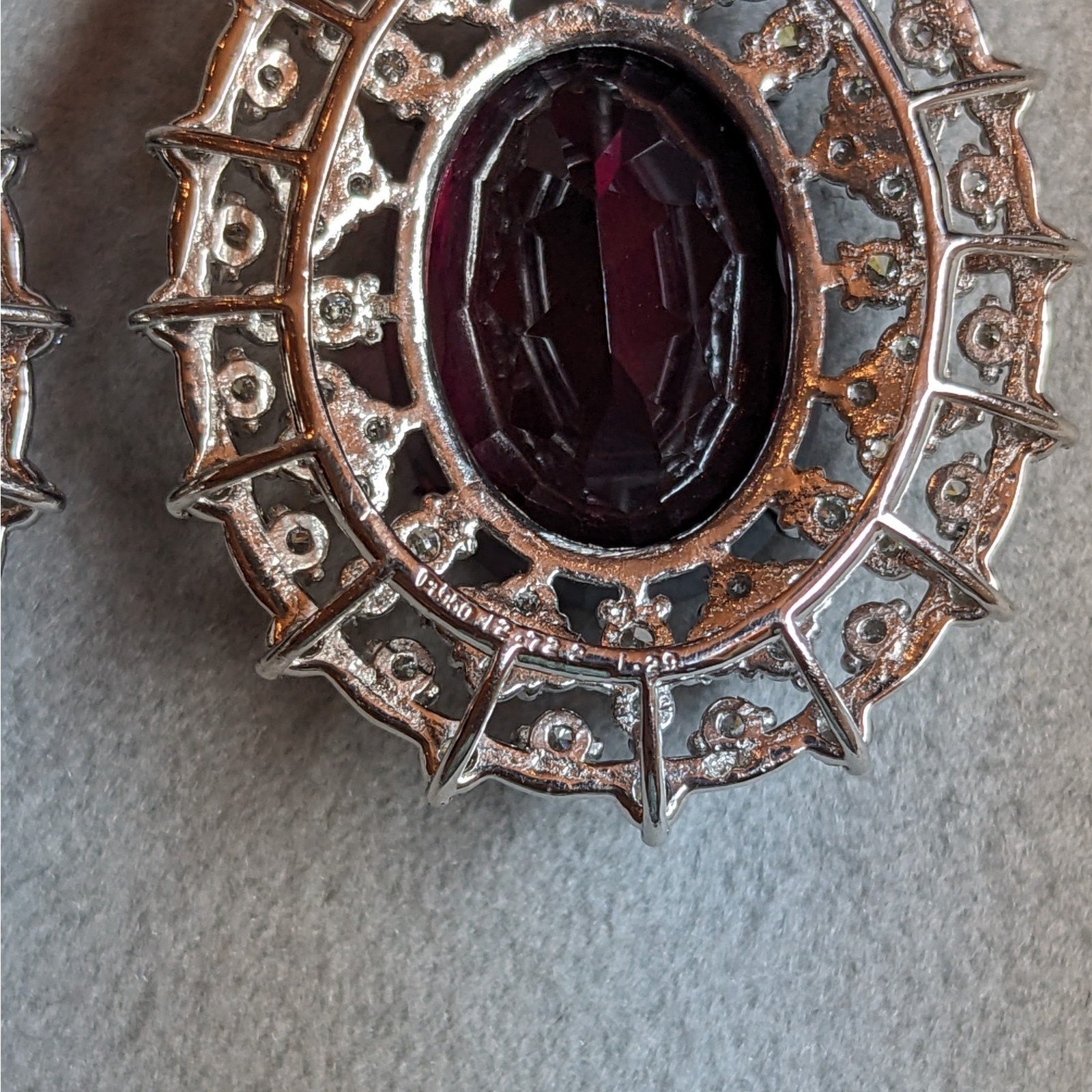24.54 ct Oval Garnet and Diamond Dangle Earrings in Platinum