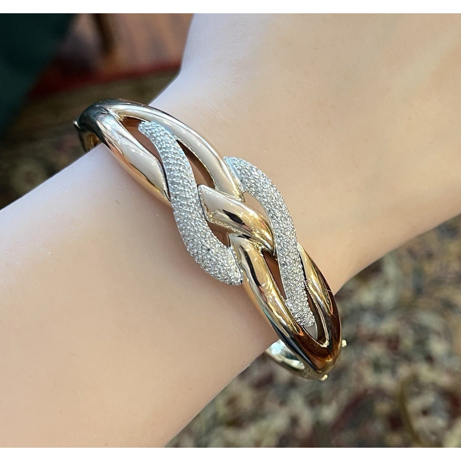 EFFY Diamond Pave Knot Style Bangle Bracelet in 14k Rose Gold