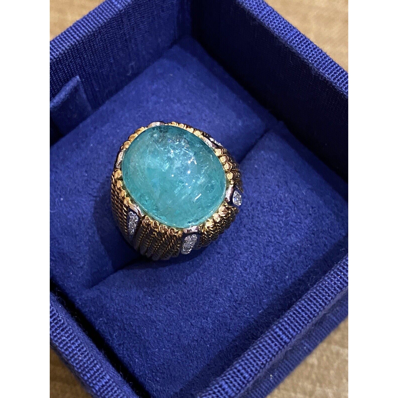 10 carat Emerald Cabochon & Diamond High Dome Cocktail Ring - HM2315AB