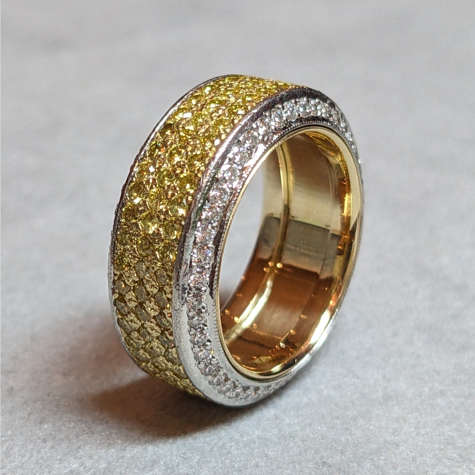 Beaudry Yellow and White Diamond Ring in Platinum & 18k Yellow Gold