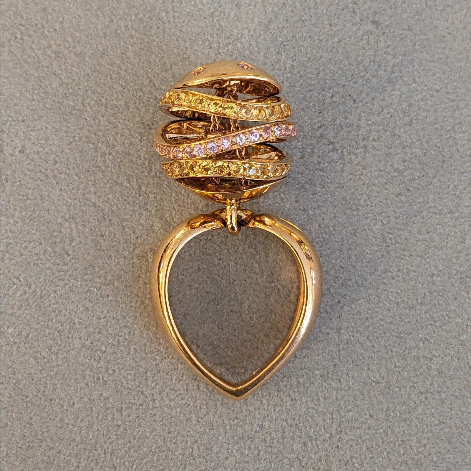 iO Si Italy Pink and Yellow Sapphire Bauble Ring in 18k Yellow Gold