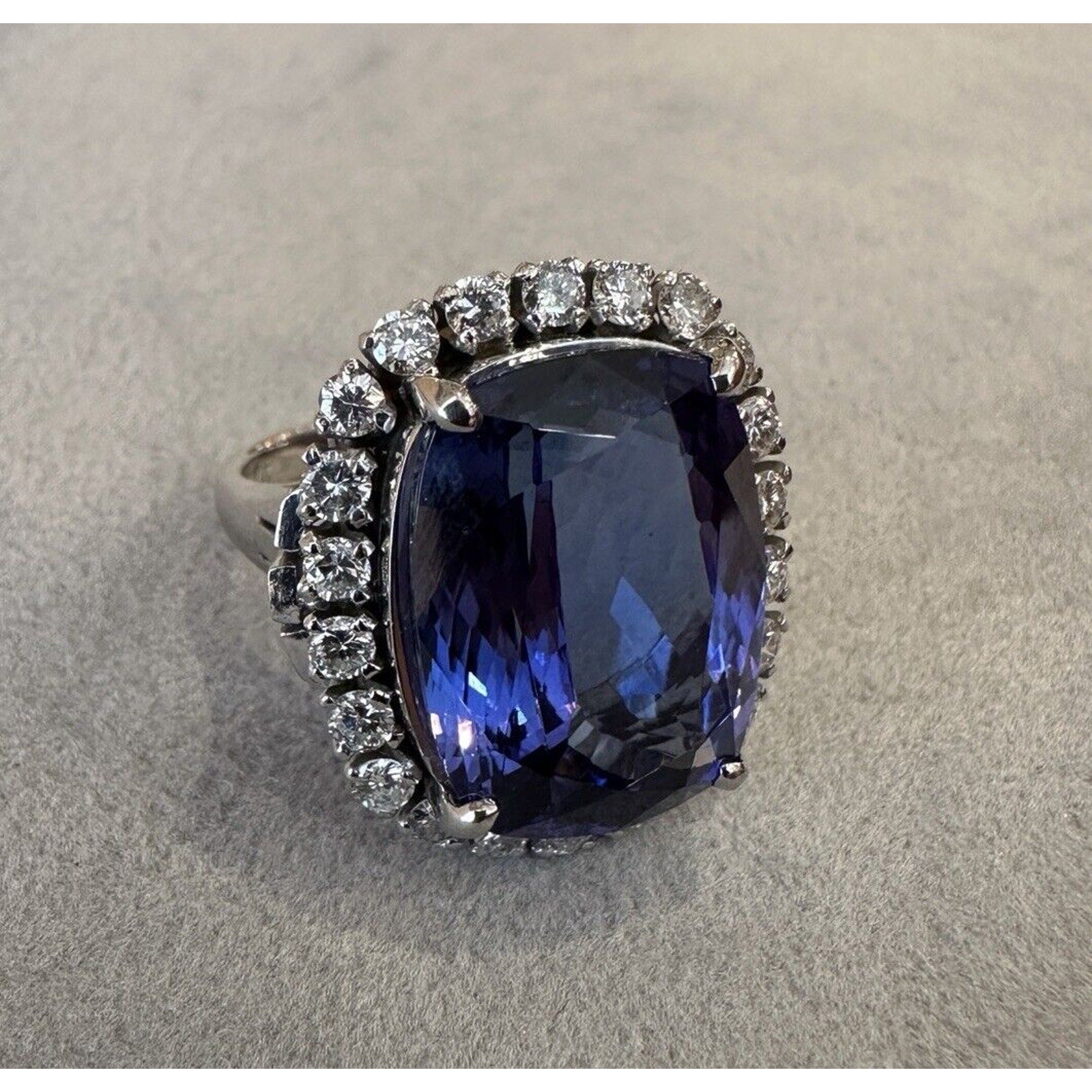 GIA 14.47 ct Tanzanite and Diamond Cocktail Ring in Platinum