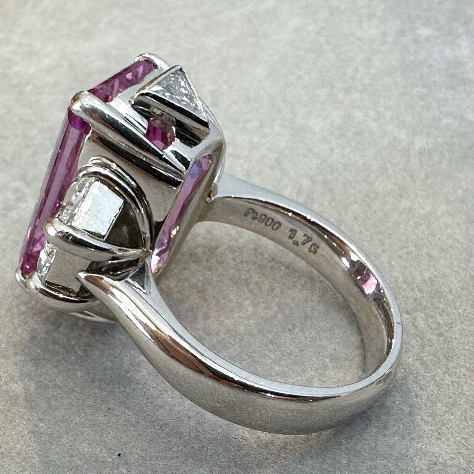 RARE GIA 17.47 cts Pink Topaz and Diamond Ring in Platinum