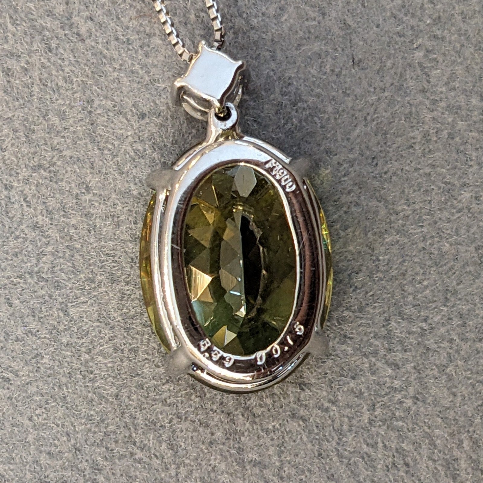 5.69 ct Oval Sphene and Round Diamond Pendant Necklace in Platinum