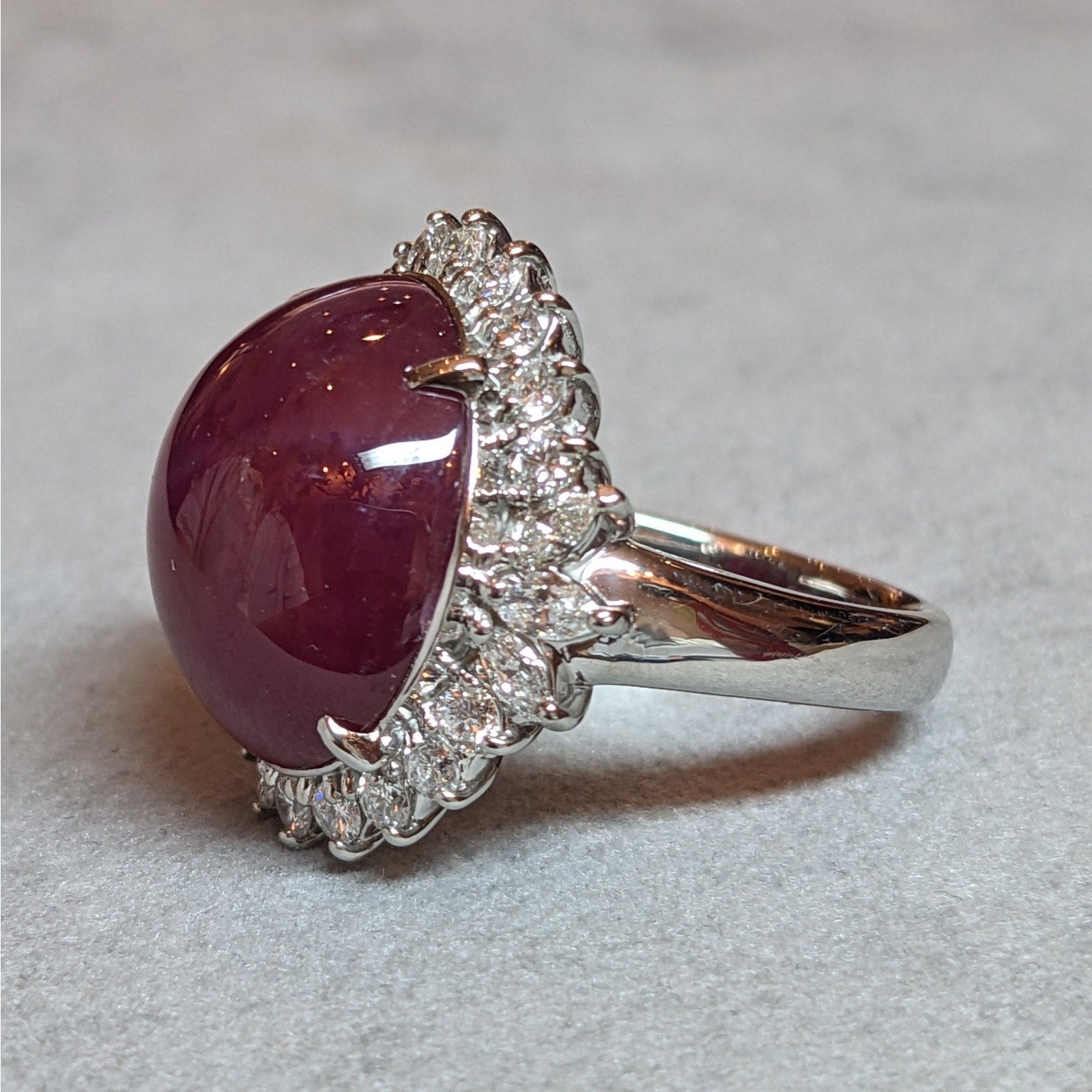 19.91 ct Burma Untreated Star Ruby and Diamond Ring in Platinum