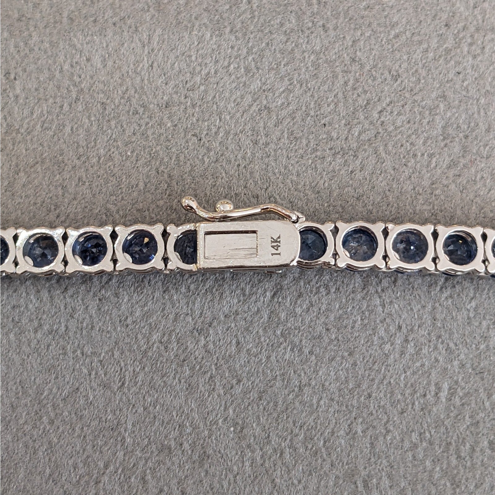 Natural Sapphire Tennis Necklace in 14k White Gold 17"
