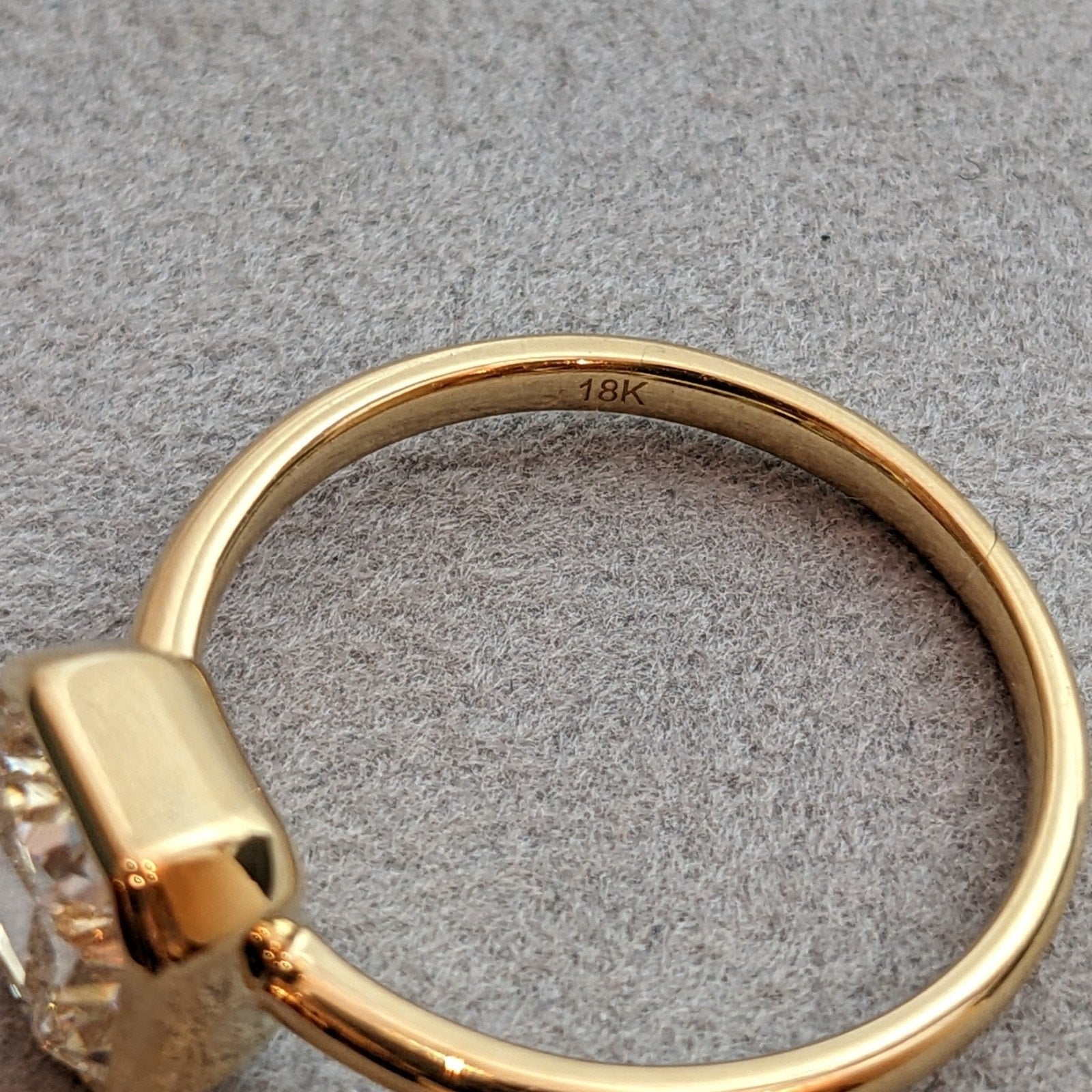 GIA Bezel Set Natural Cushion Diamond Ring in 18k Yellow Gold