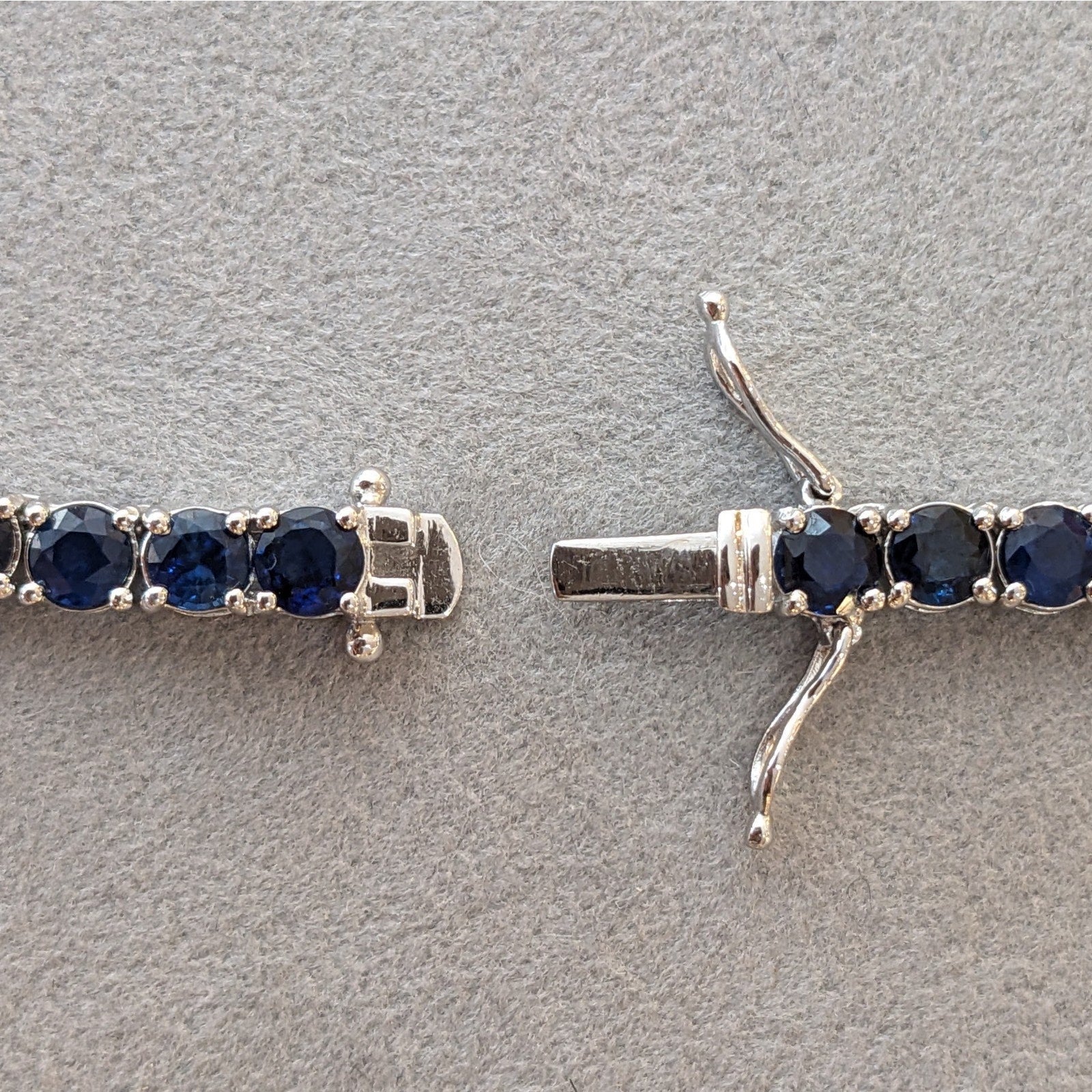 Natural Blue Sapphire Riviera Tennis Necklace 20" long in 14k White Gold
