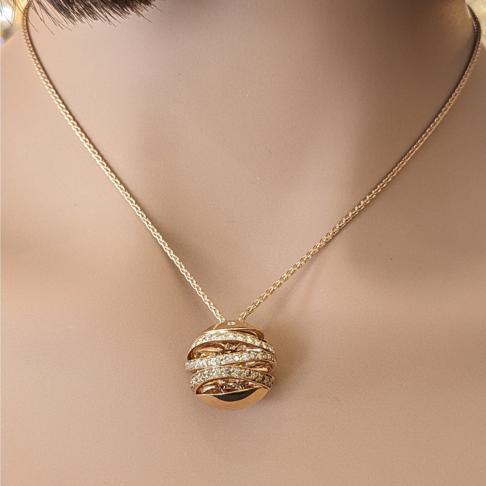 iO Si Italy Diamond Bauble Pendant Necklace in 18k Rose Gold