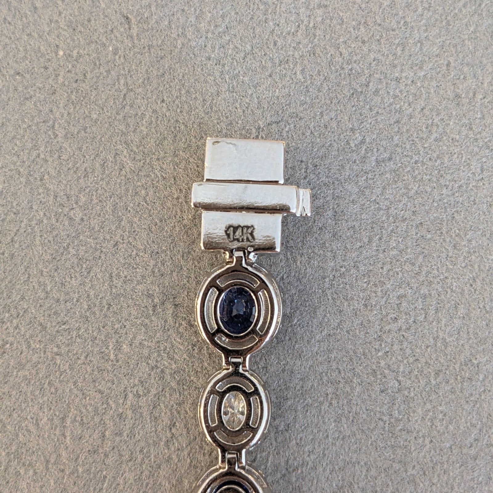 Natural Oval Sapphire and Diamond Bracelet in 14k White Gold