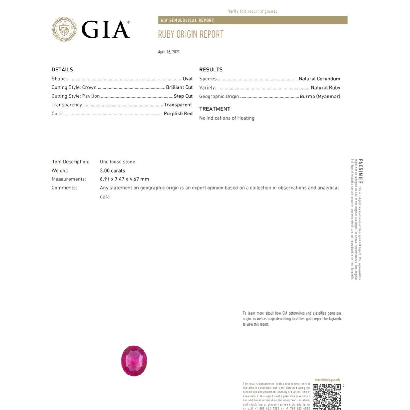 GIA No Heat Burma Ruby 3.00 ct in Diamond and 18k Yellow Gold Setting
