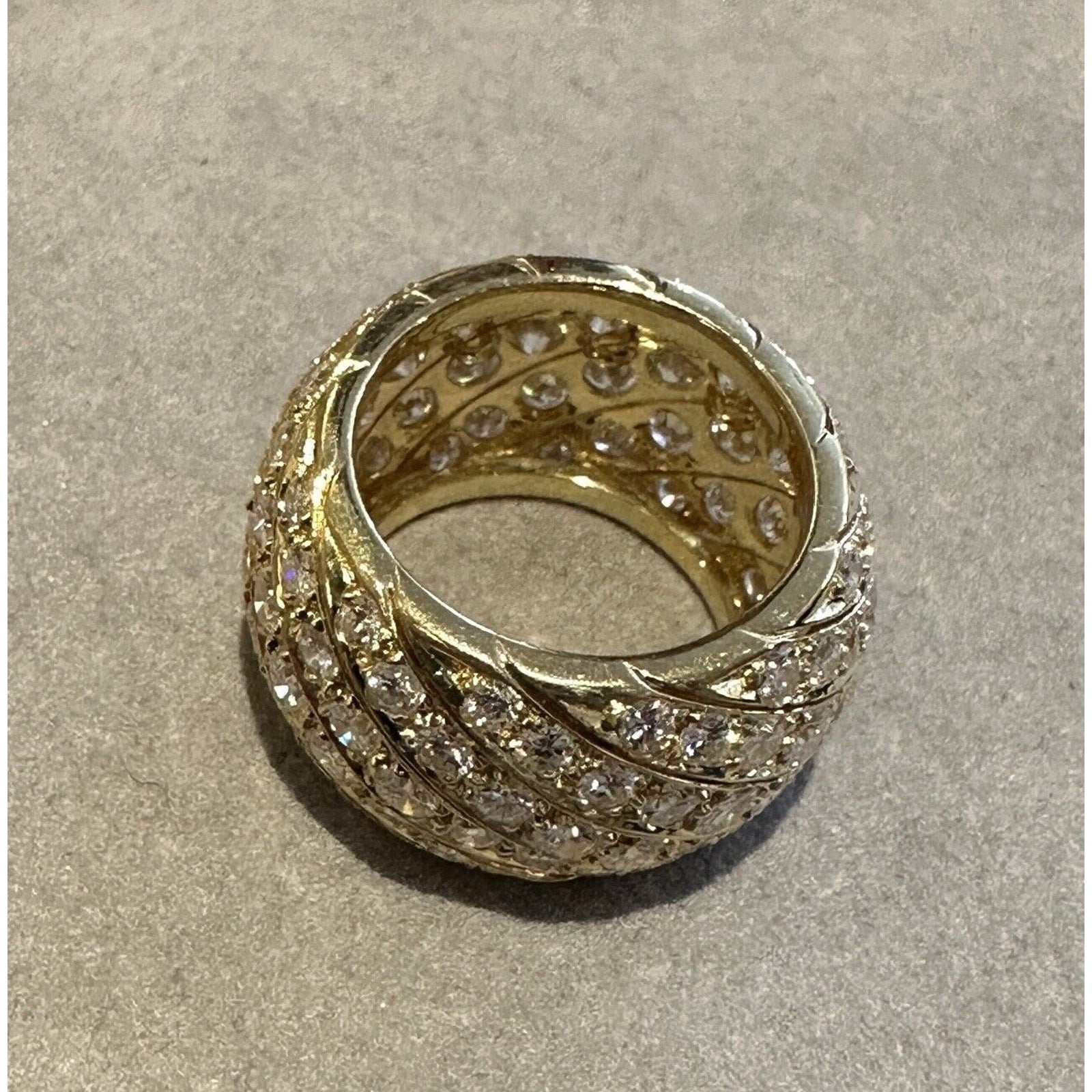 Wide Diamond Eternity Cigar Band Ring 9.18 cttw in 18k Yellow Gold